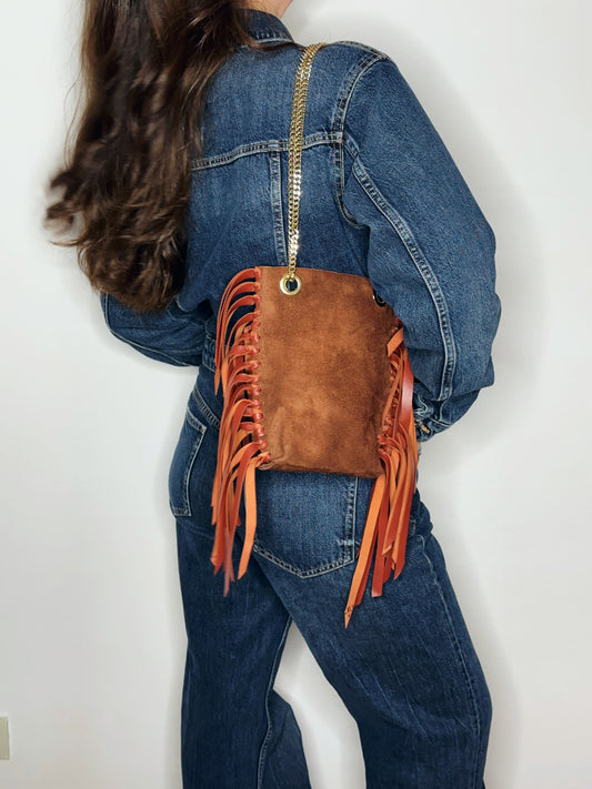 Mini Tote Bag Frange Suede