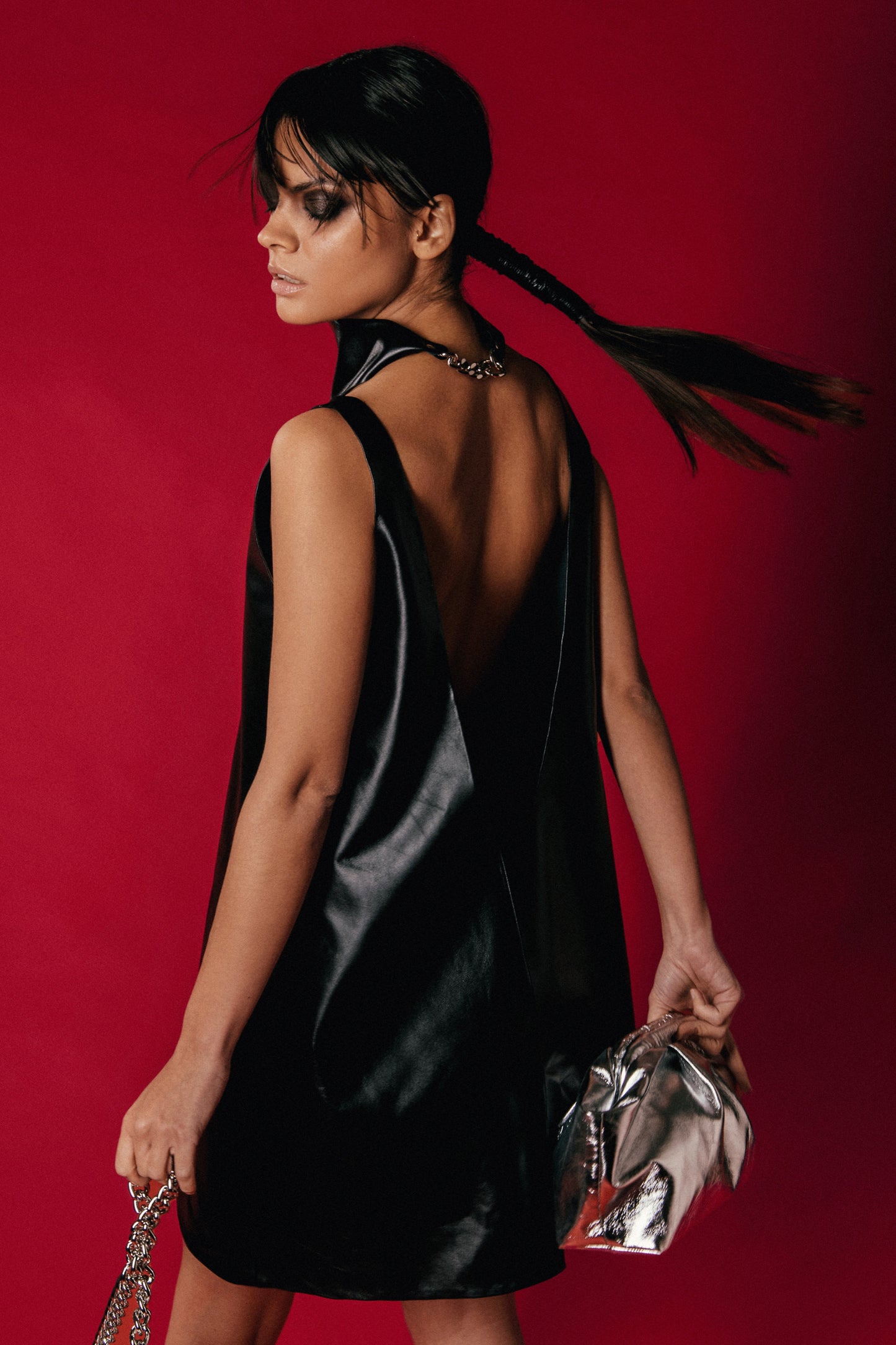 Mini dress Leather Black