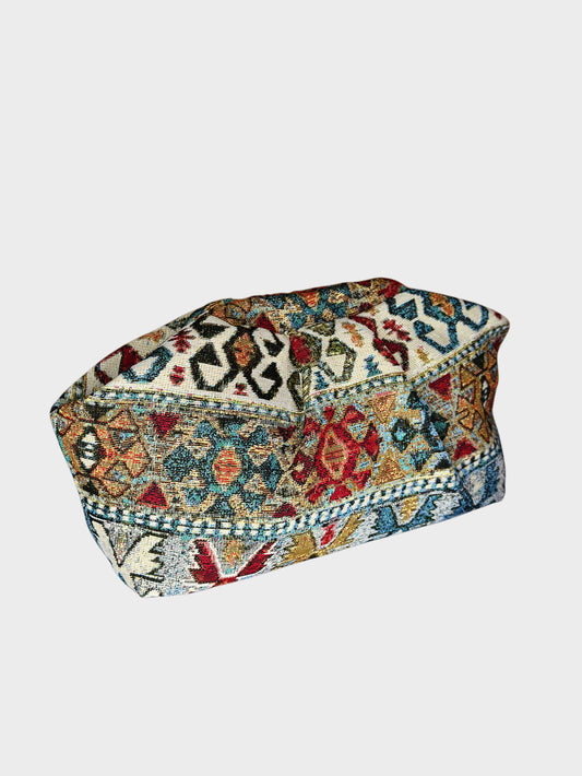 Puffy Bag Jacquard Blue lato Ruj Heritage