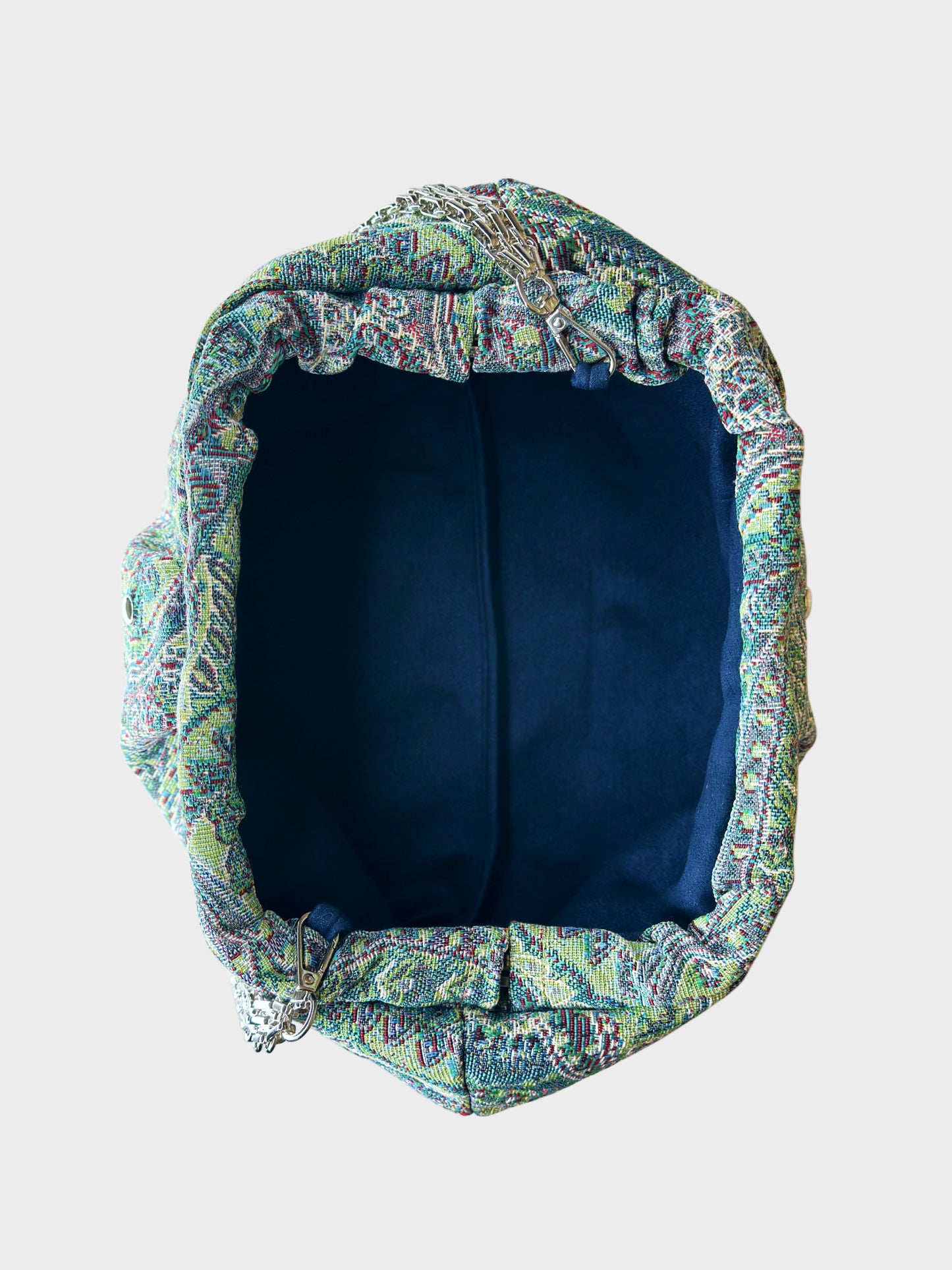 Puffy Bag Jacquard Turchese interno Ruj Heritage