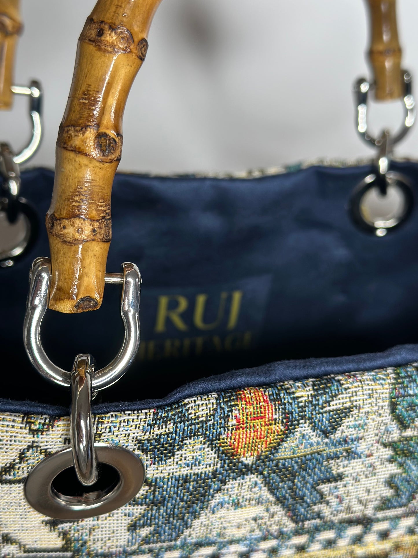Mini Picnic Bag Jacquard Blue interno Ruj Heritage