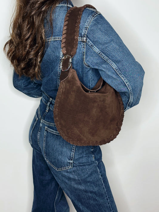 Hobo Bag Suede Cioccolato