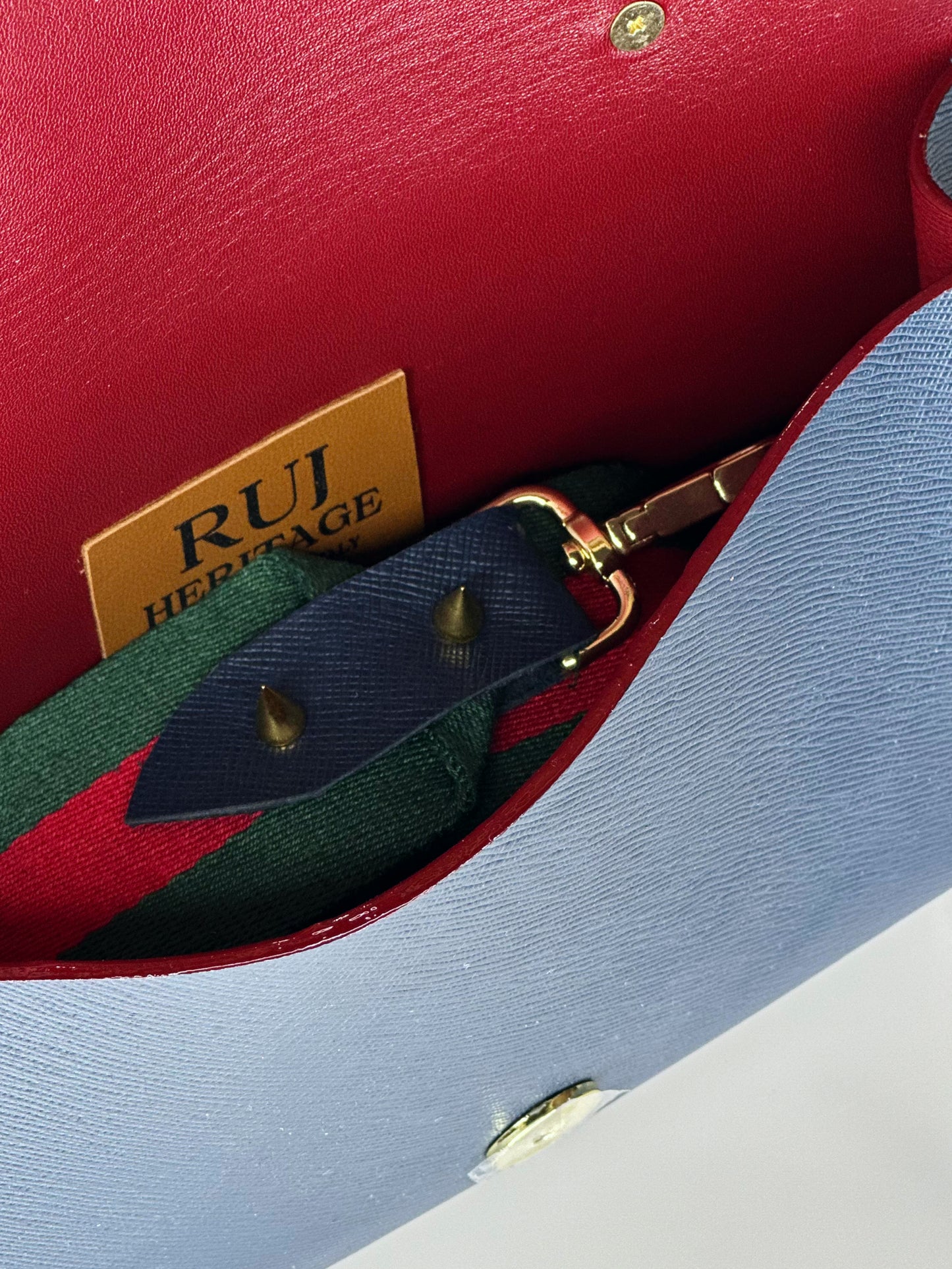 Mini Shoulder Bag blu borsa in pelle italiana interno