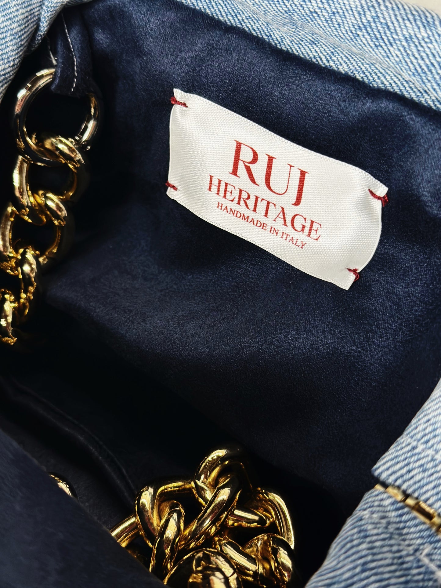 Mini Puffy Bag Denim gold