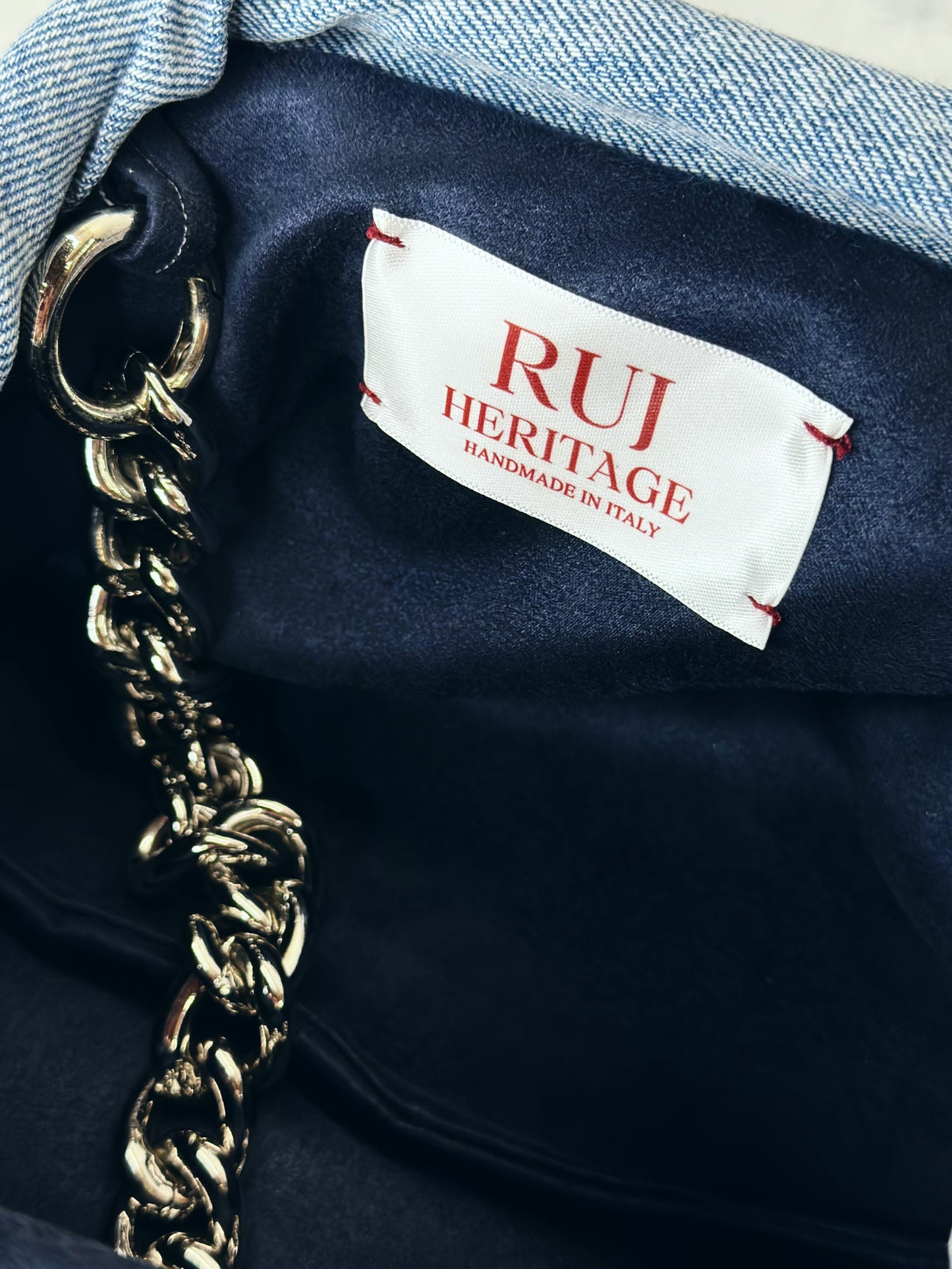 Mini Puffy Bag Denim silver