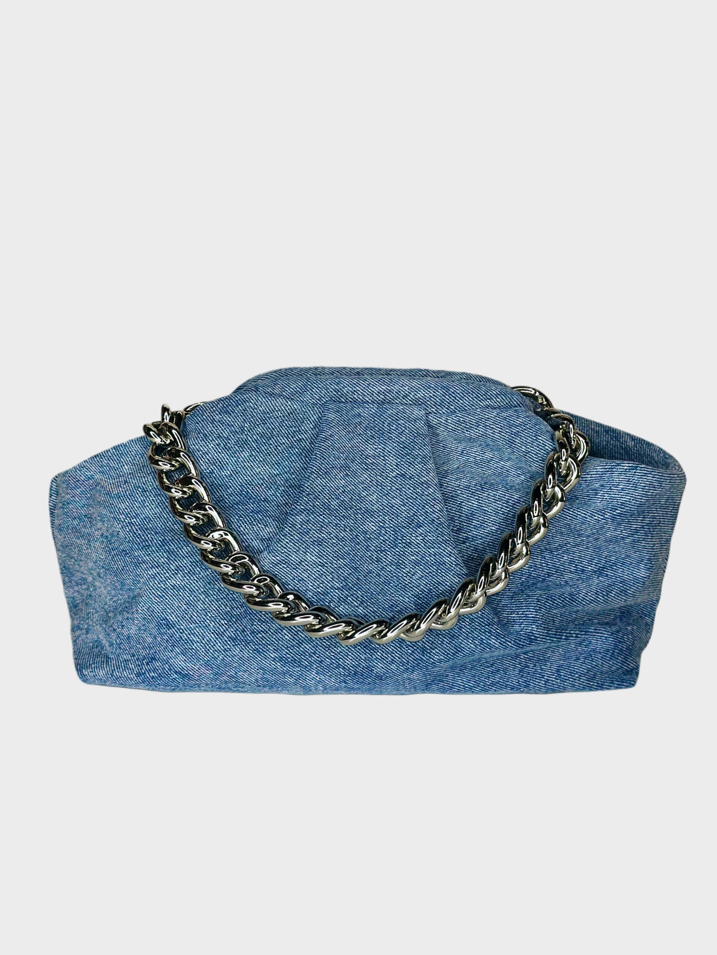 Mini Puffy Bag Denim silver