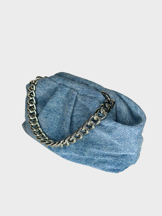 Mini Puffy Bag Denim silver