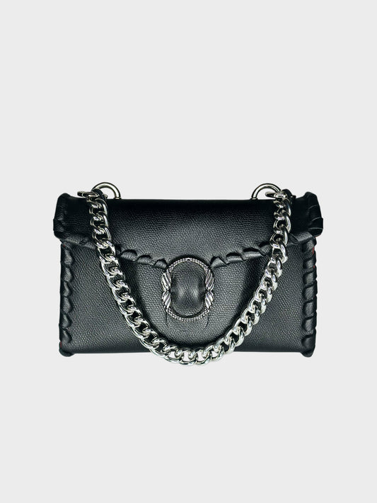 Borsa Mini Shoulder nera in pelle fronte Ruj Heritage