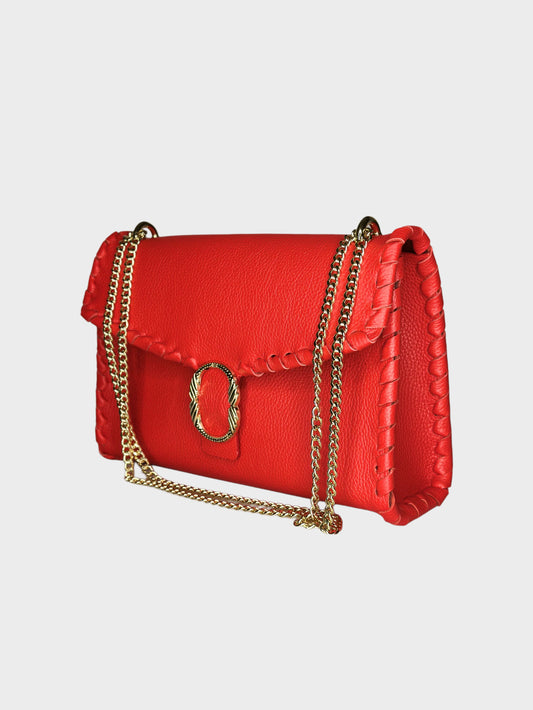 Borsa Shoulder rossa in pelle lato Ruj Heritage