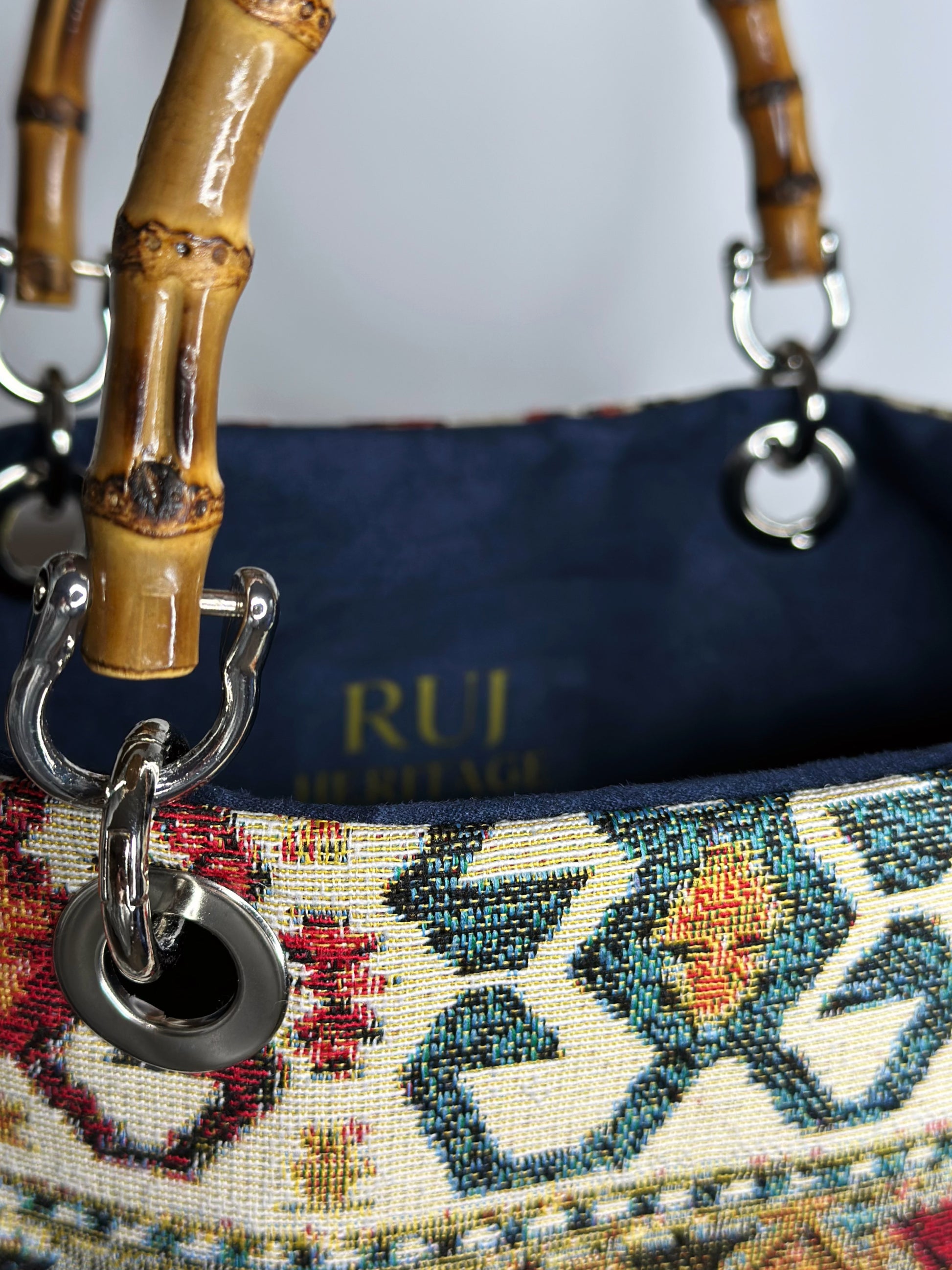 Picnic Bag Jacquard Blue Interno Ruj Heritage