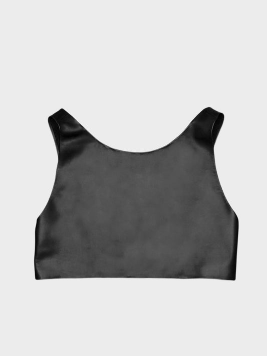 Top Crop Leather Black