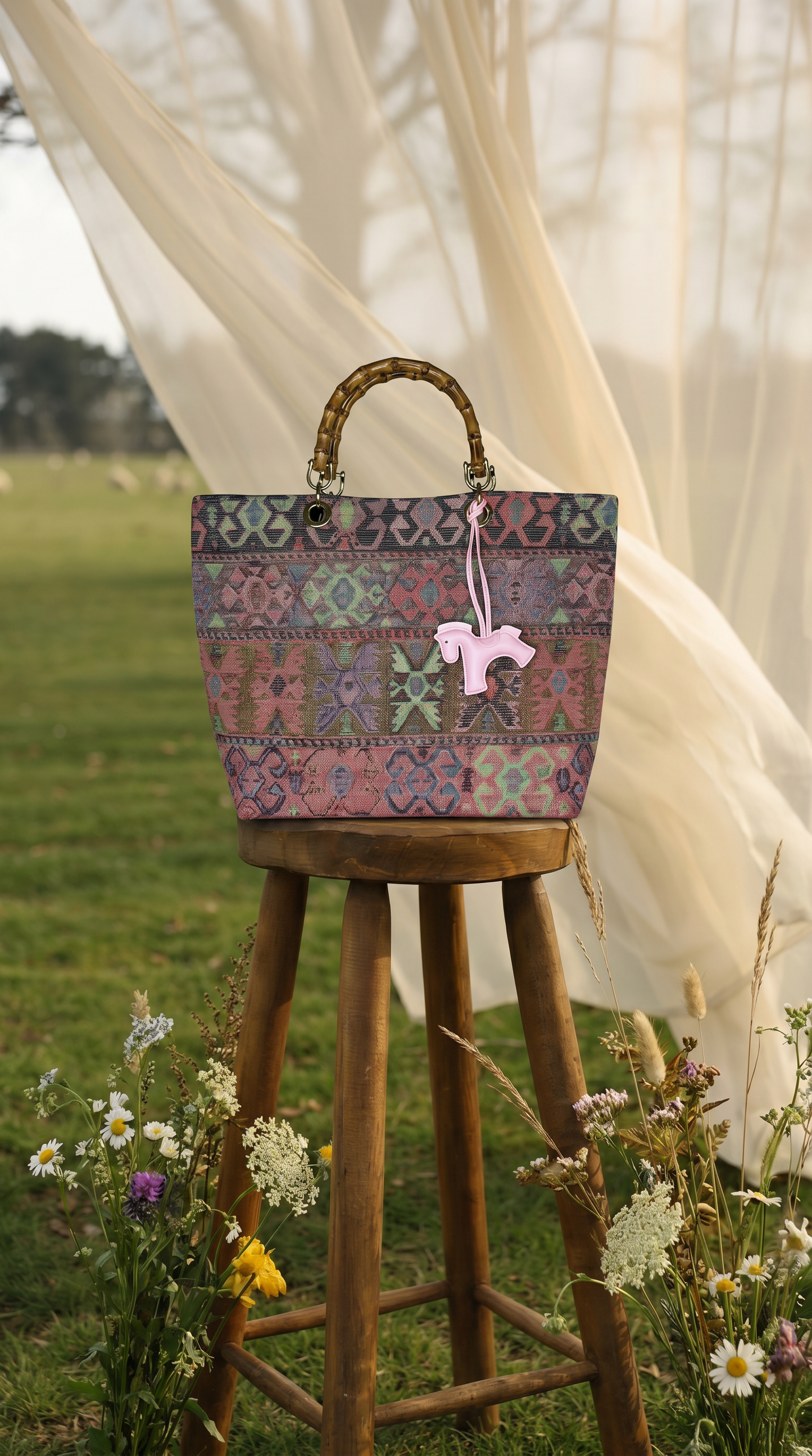 Picnic Bag Jacquard Pink