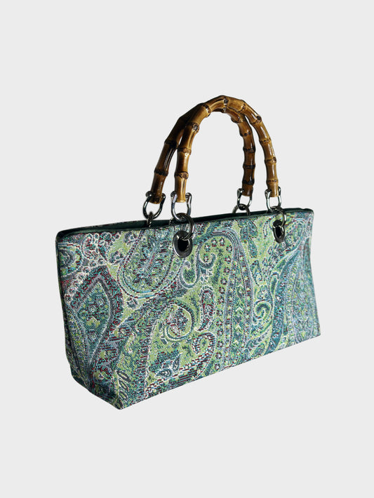 Mini Picnic Bag Jacquard Turchese lato Ruj Heritage