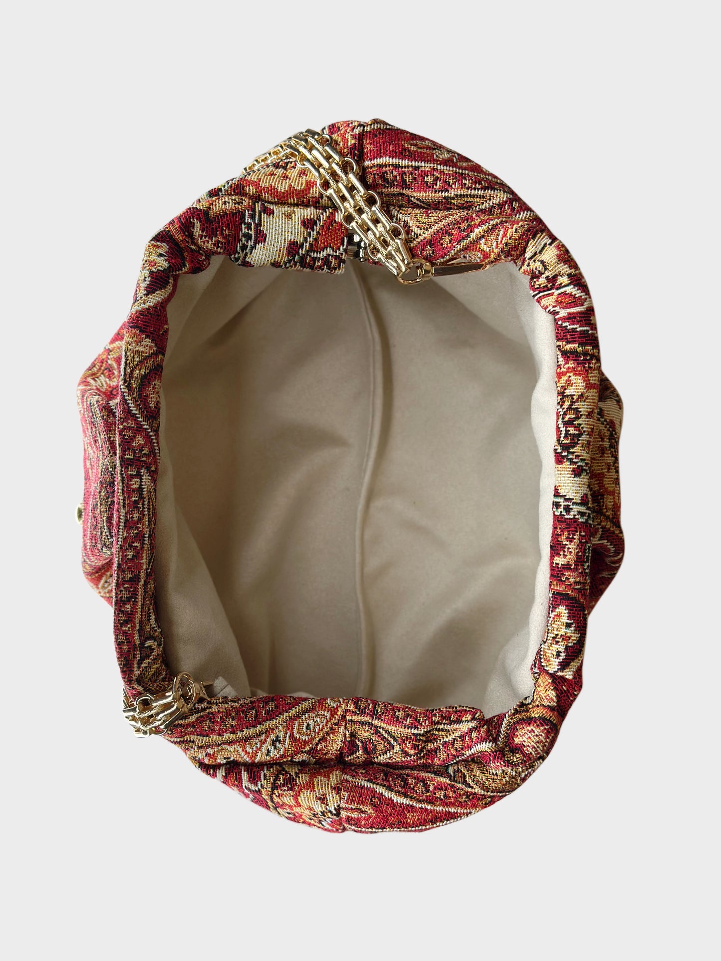 Puffy Bag Jacquard Red interno Ruj Heritage