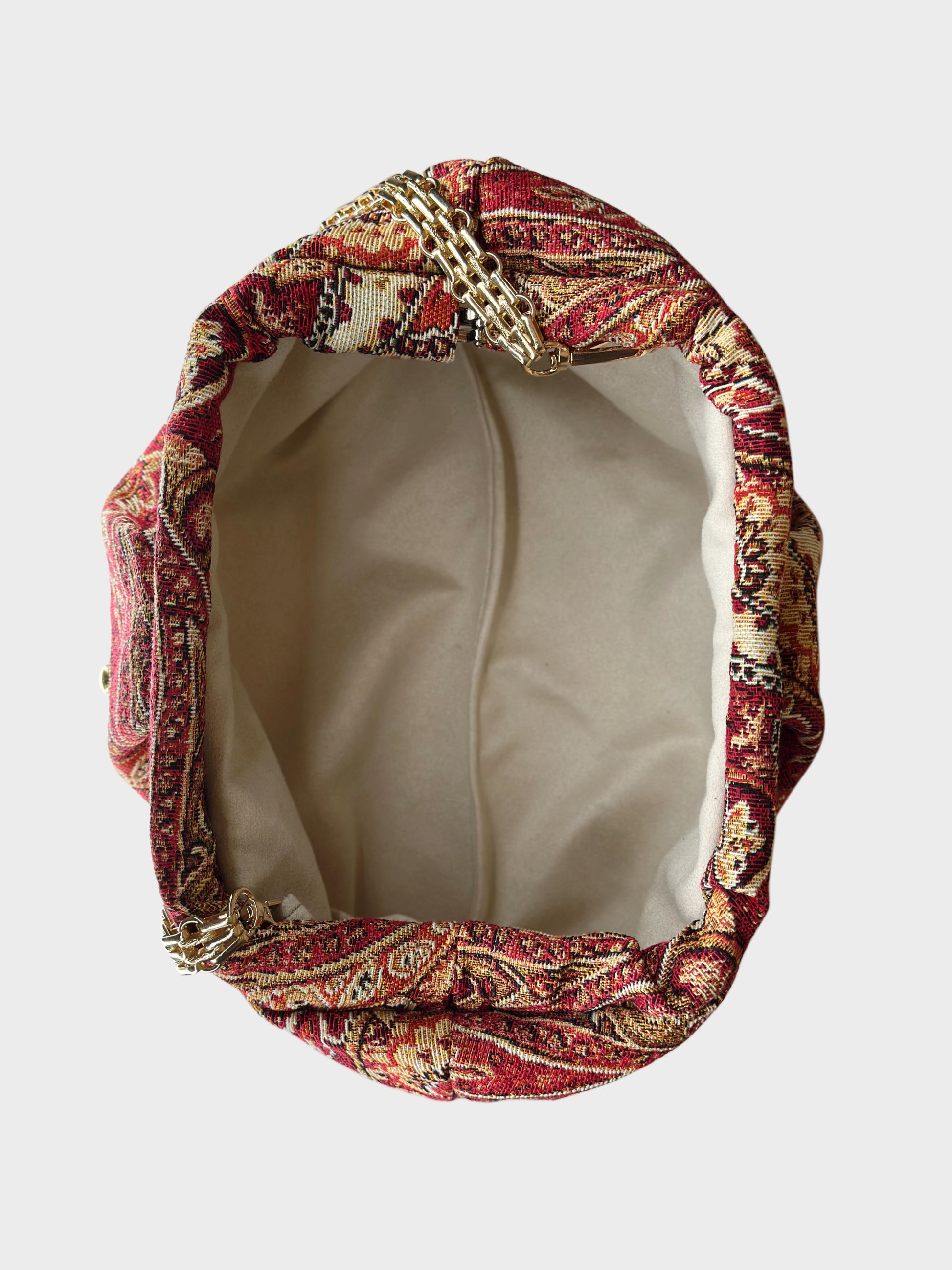 Puffy Bag Jacquard Red interno Ruj Heritage