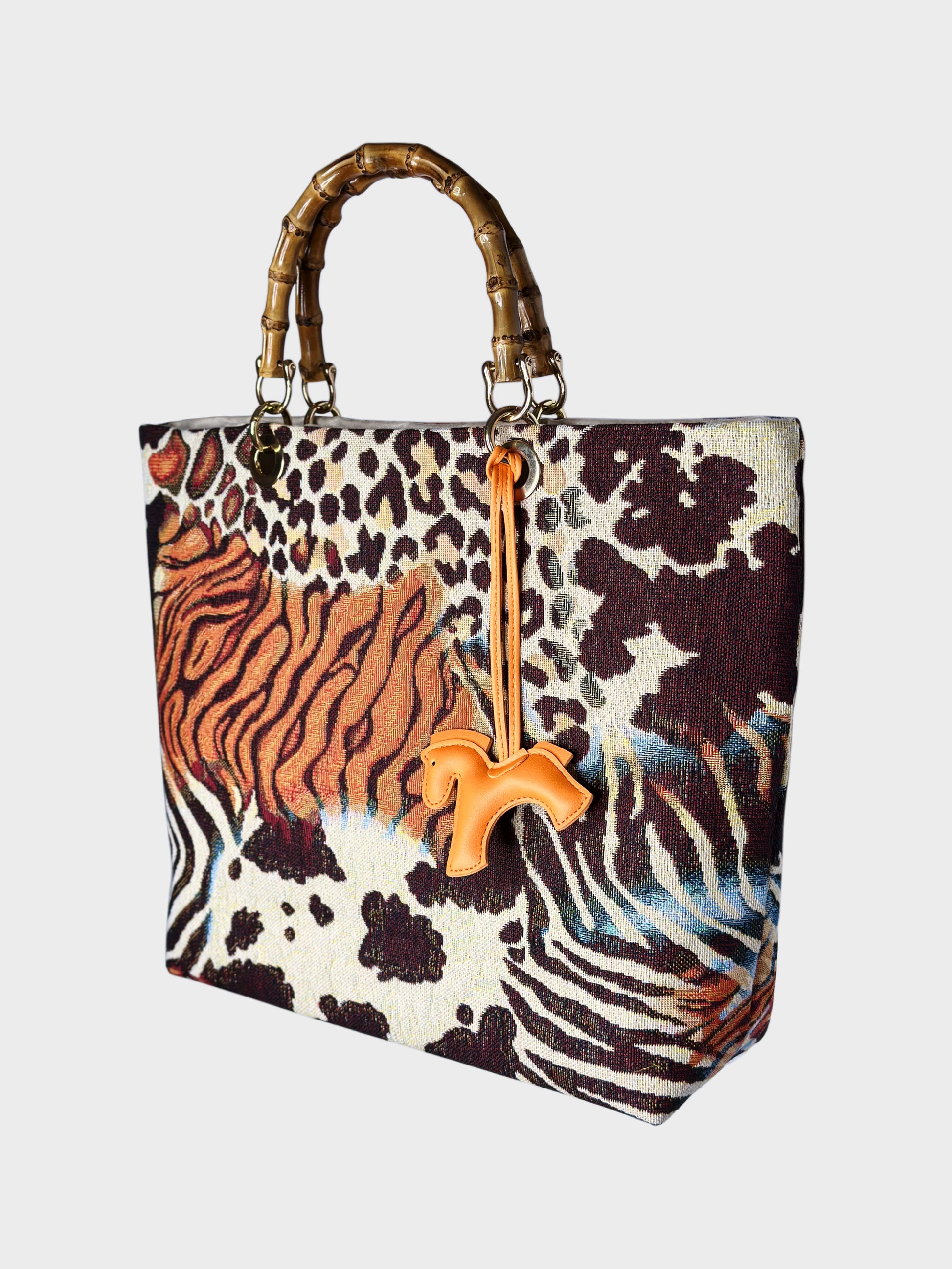 Picnic Bag Jacquard Animalier dettaglio lato Ruj Heritage