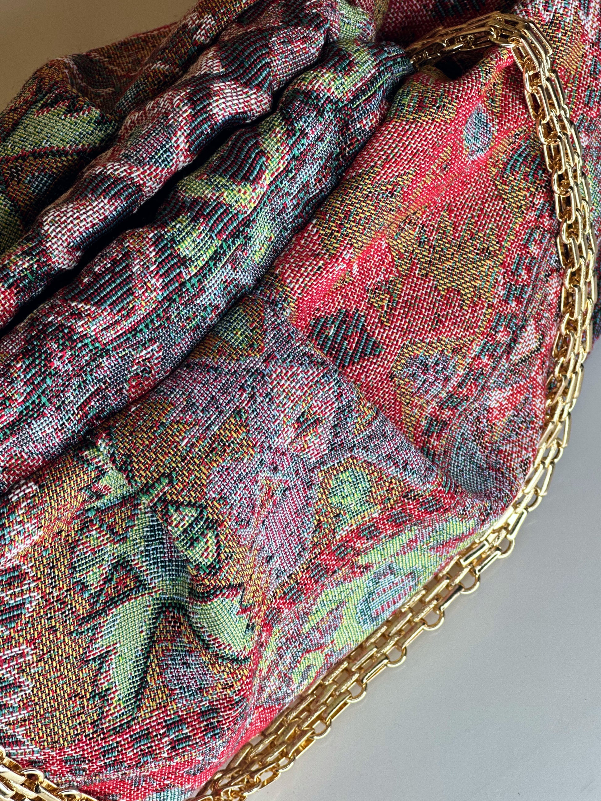 Puffy Bag Jacquard Pink tessuto Ruj Heritage