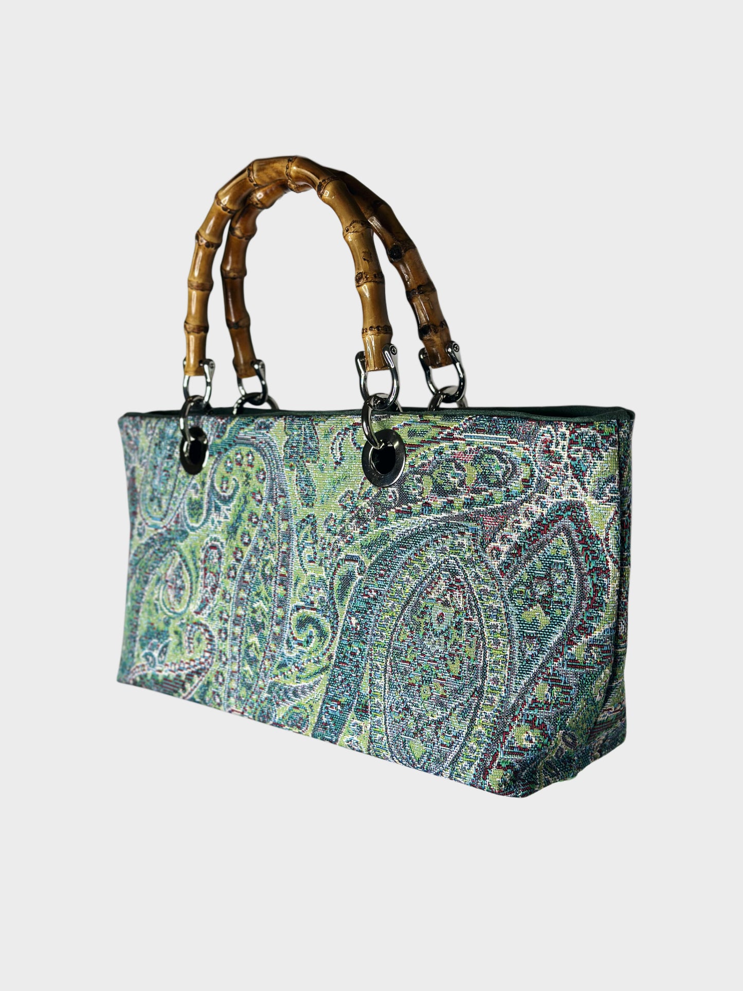 Mini Picnic Bag Jacquard Turchese lato dx Ruj Heritage