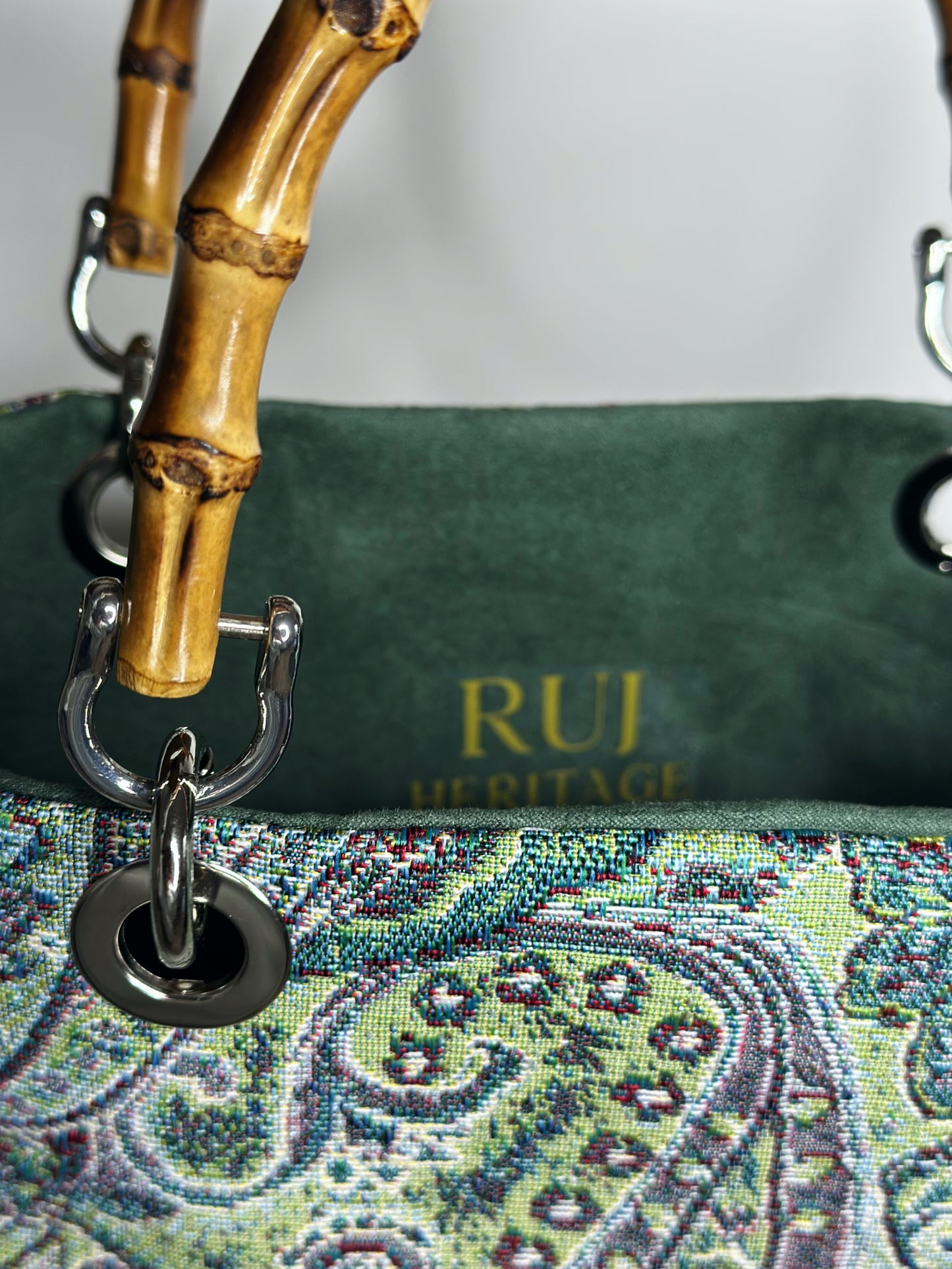 Mini Picnic Bag Jacquard Turchese interno Ruj Heritage