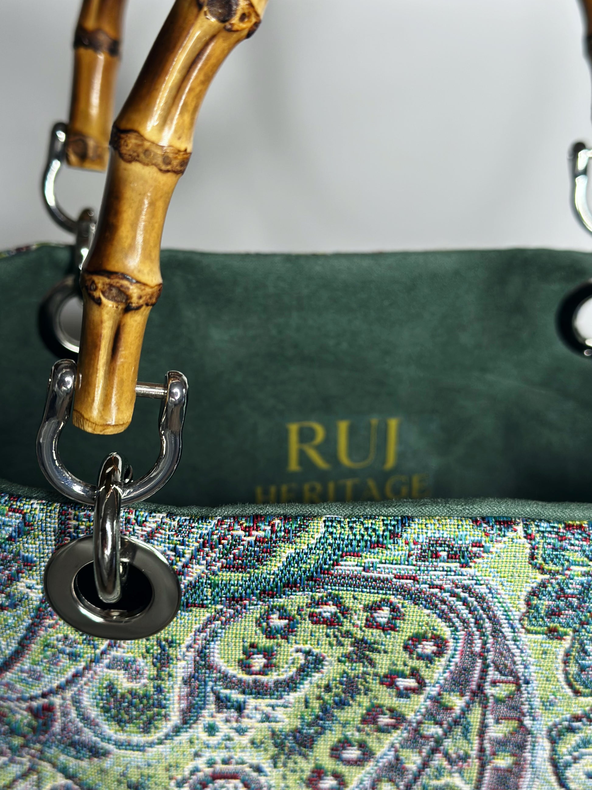 Mini Picnic Bag Jacquard Turchese interno Ruj Heritage