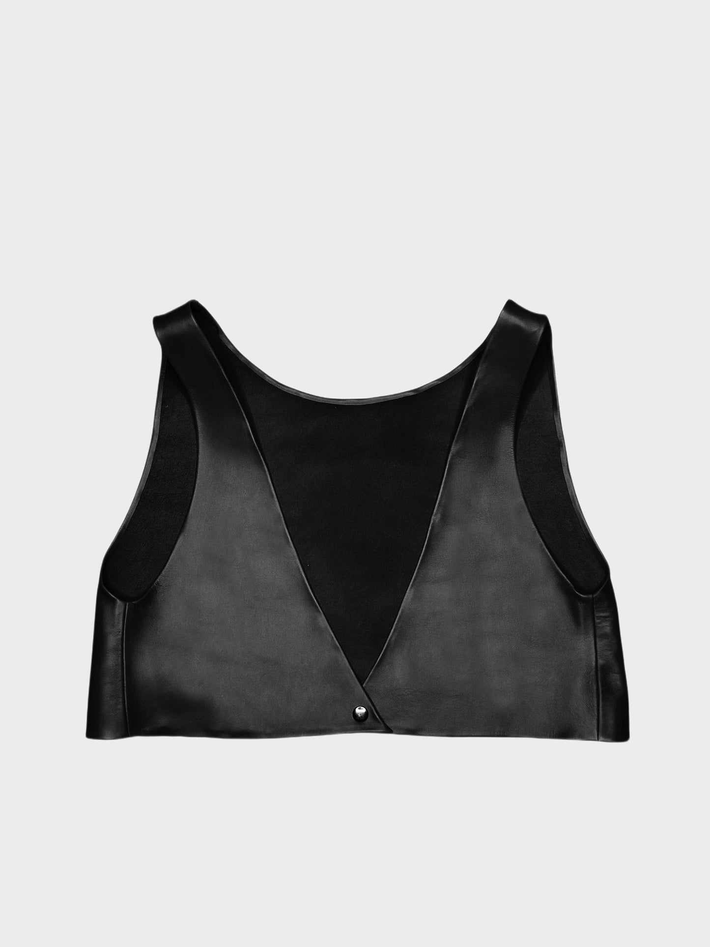 Top Crop Leather Black