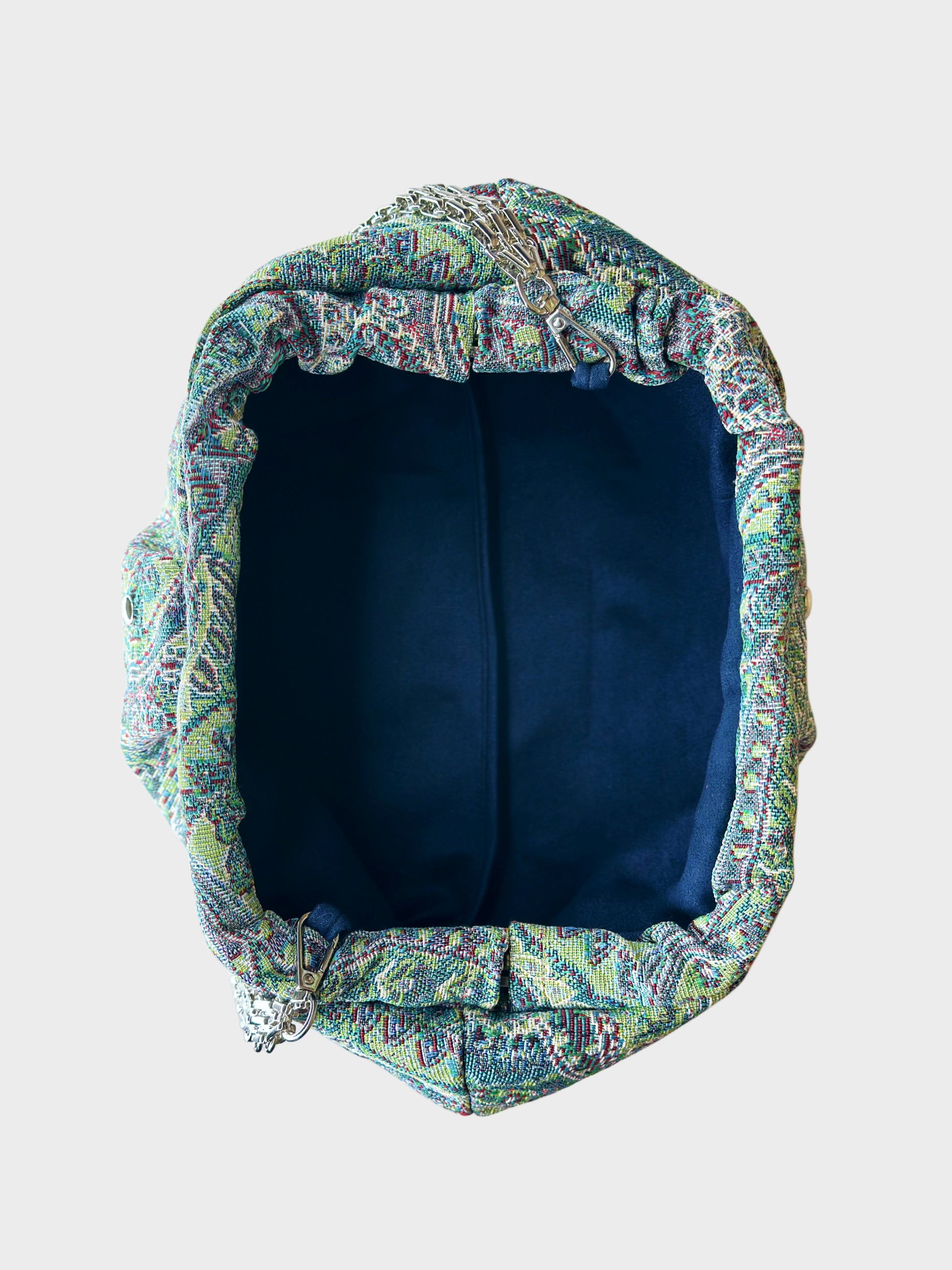 Puffy Bag Jacquard Turchese interno Ruj Heritage
