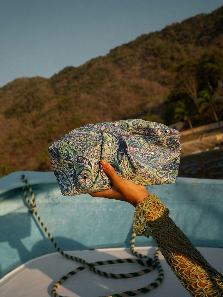Puffy Bag Jacquard Turchese