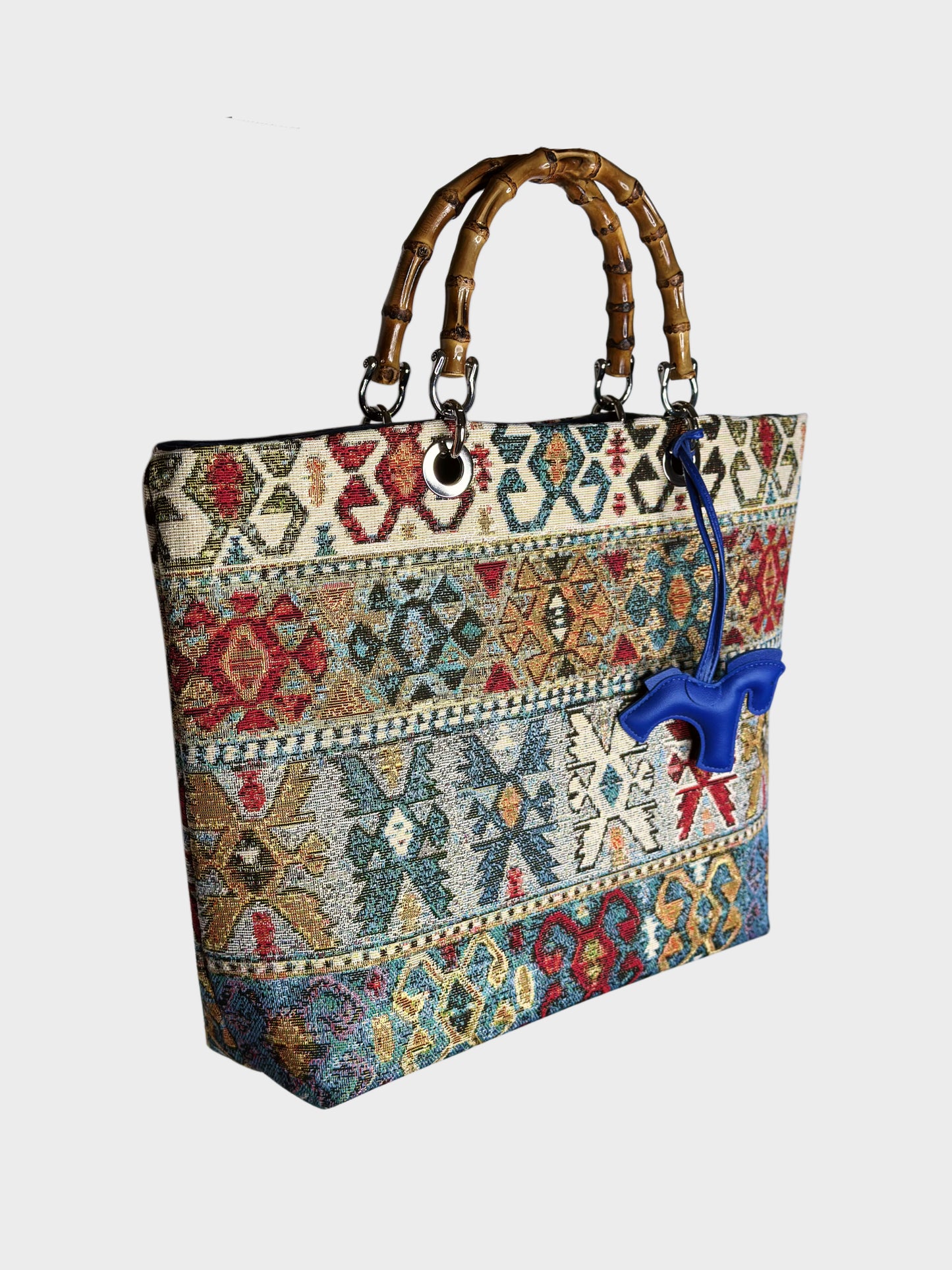 Picnic Bag Jacquard Blue lato dx Ruj Heritage