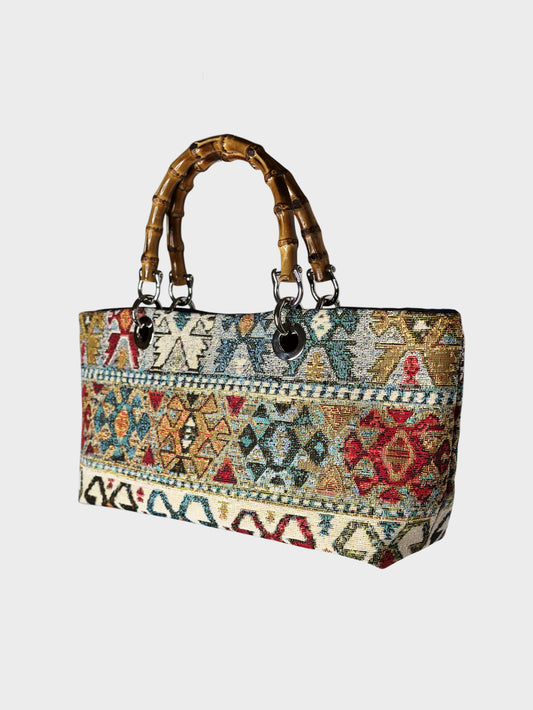 Mini Picnic Bag Jacquard Blue lato Ruj Heritage