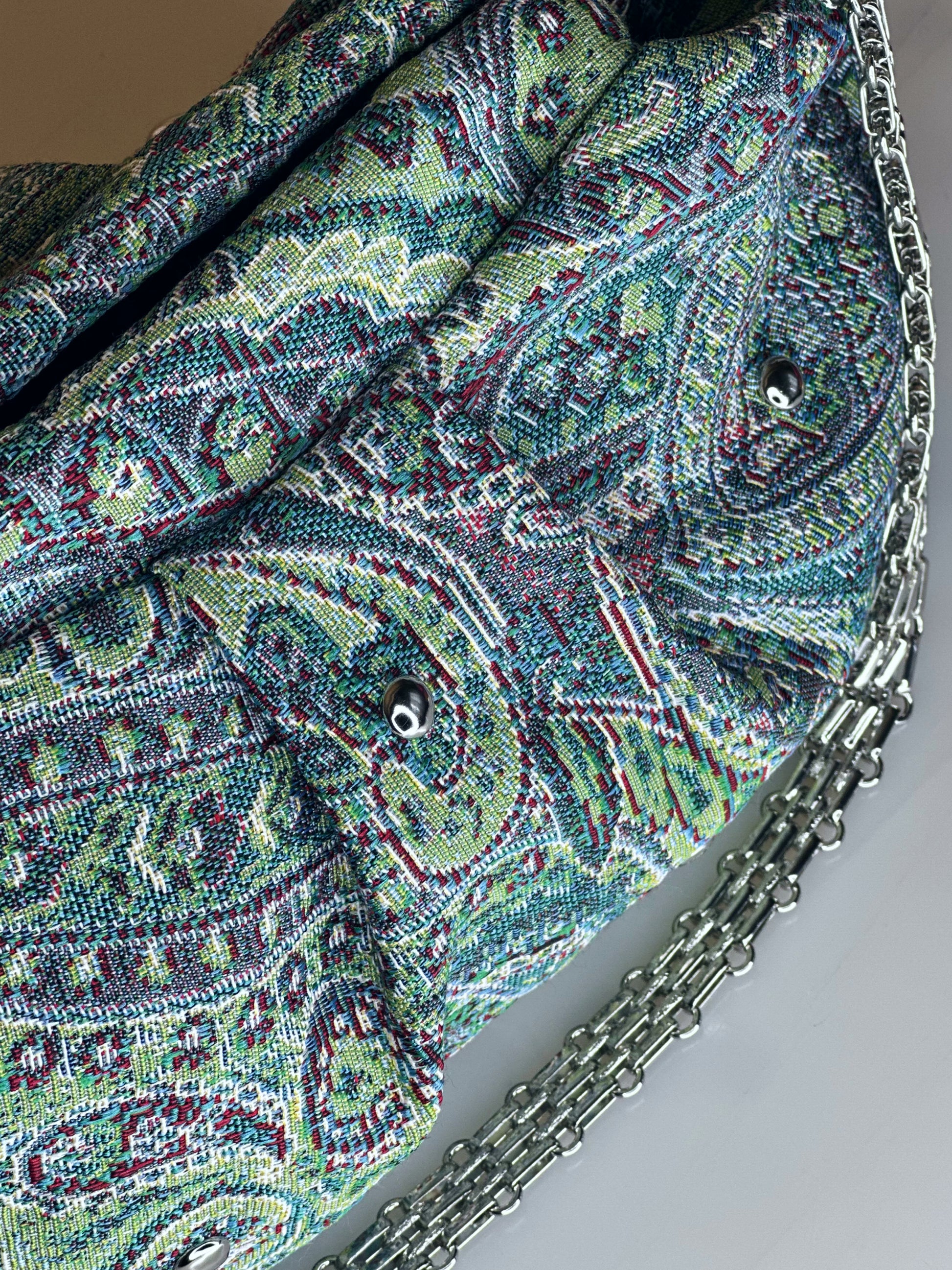 Puffy Bag Jacquard Turchese tessuto Ruj Heritage