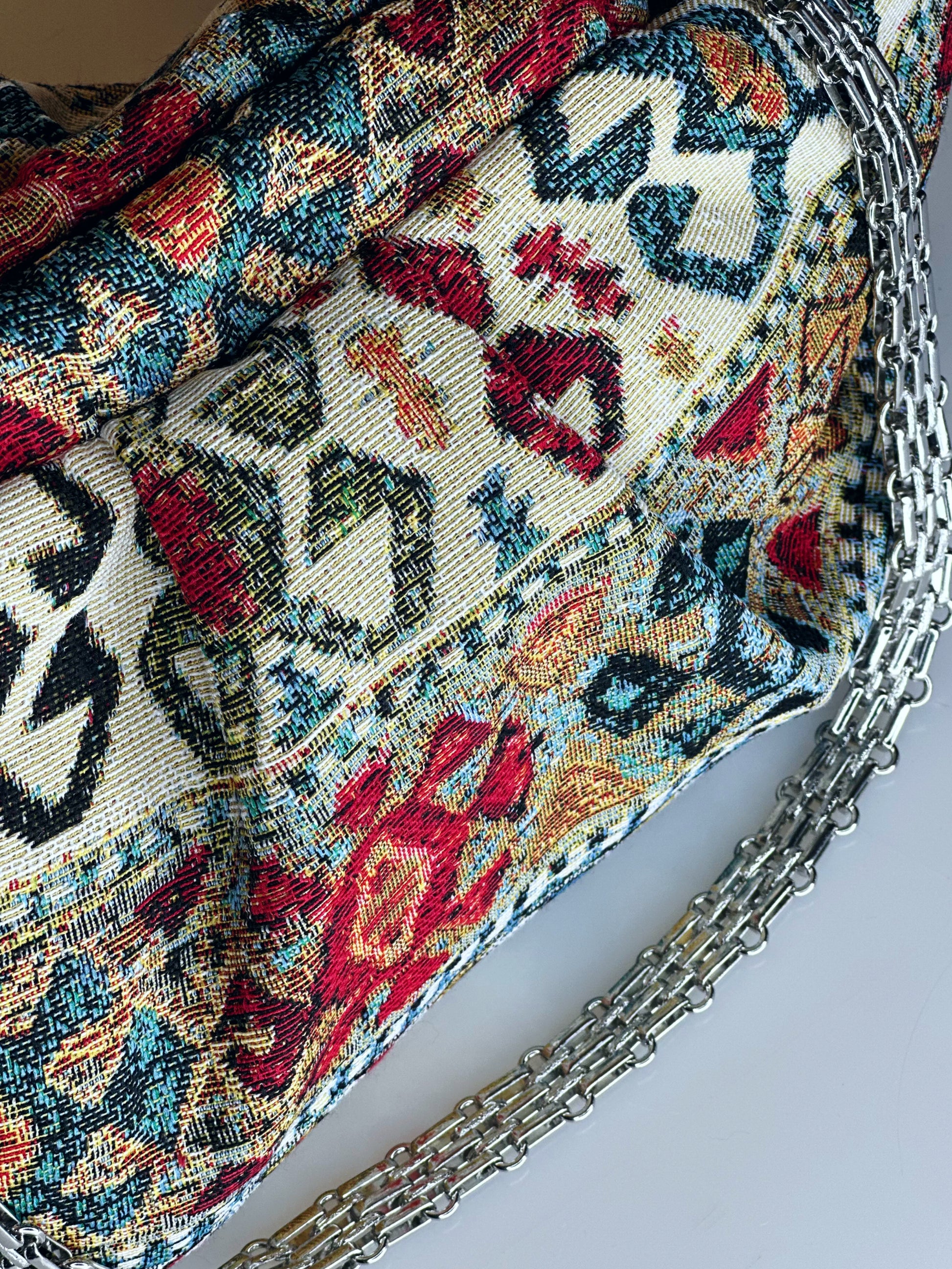 Puffy Bag Jacquard Blue tessuto Ruj Heritage