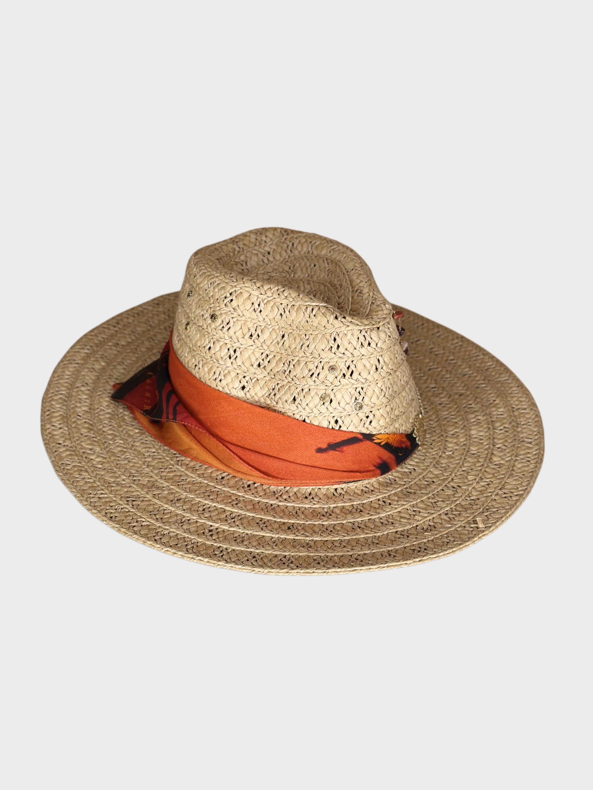 Cappello Fedora Paglia Orange lato sx Ruj Heritage