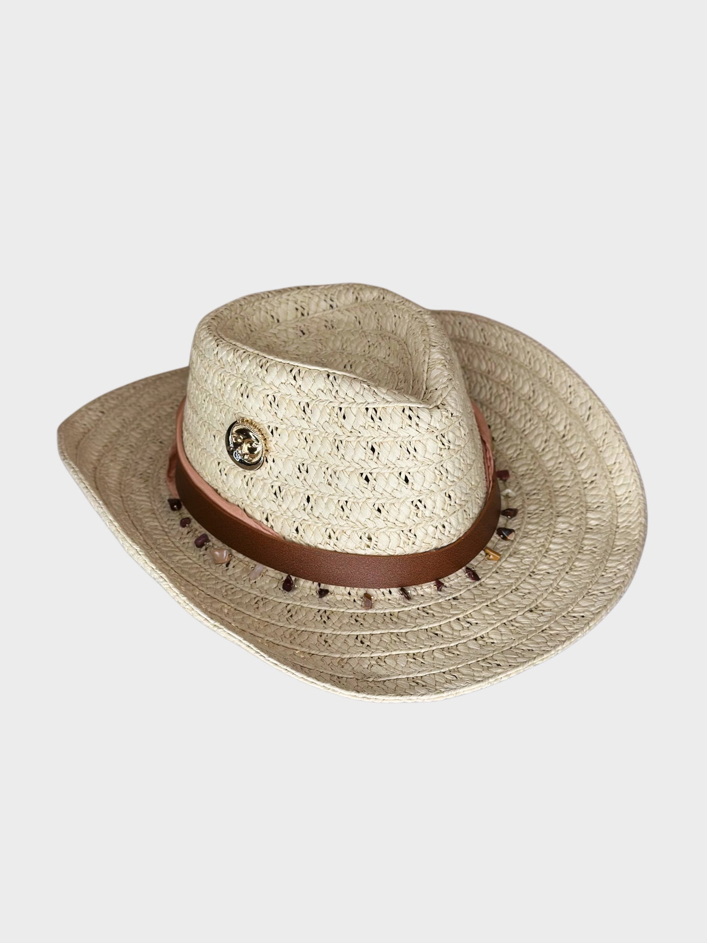 Cappello Western Paglia Rosa lato dx Ruj Heritage