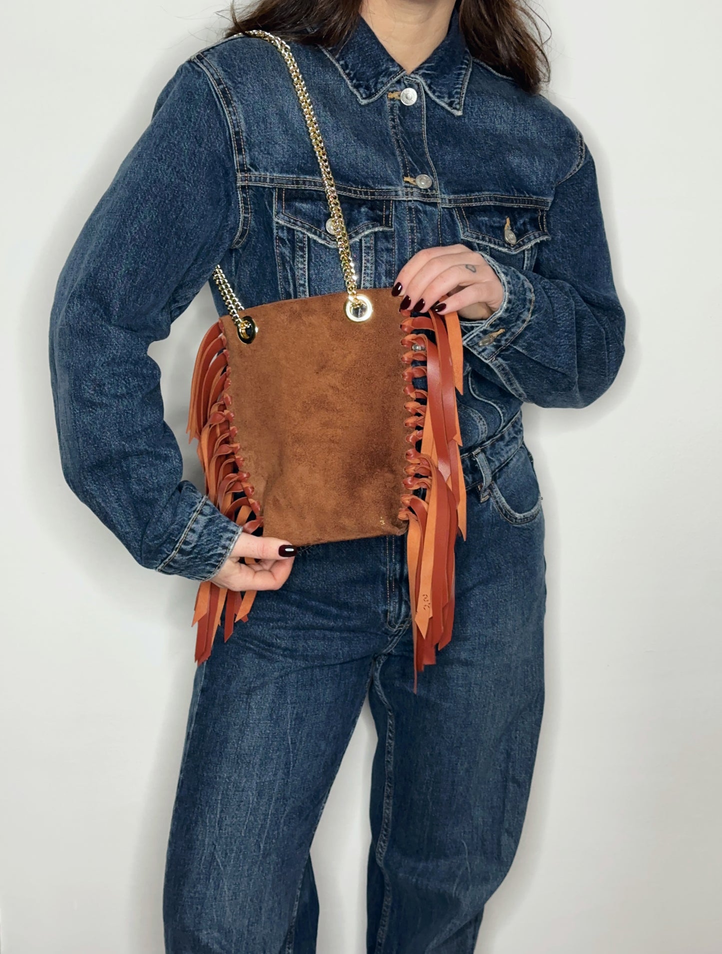 Mini Tote Bag Frange Suede