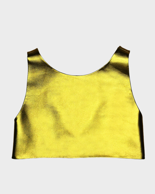 Top Crop Leather Gold