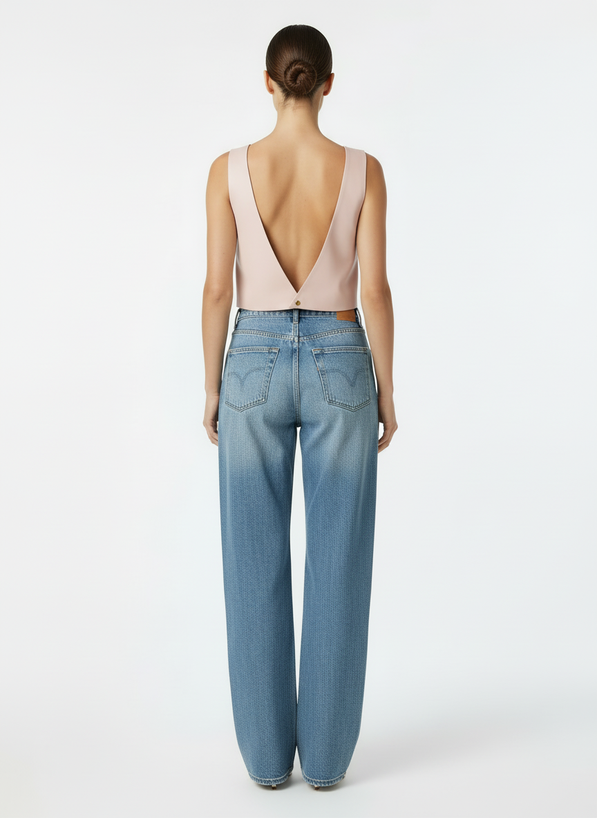 Top crop rosa indossato retro intero Ruj Heritage