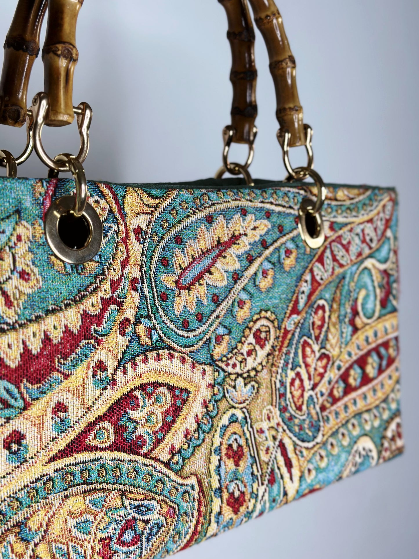 Mini Picnic Bag Jacquard Paisley tessuto Ruj Heritage