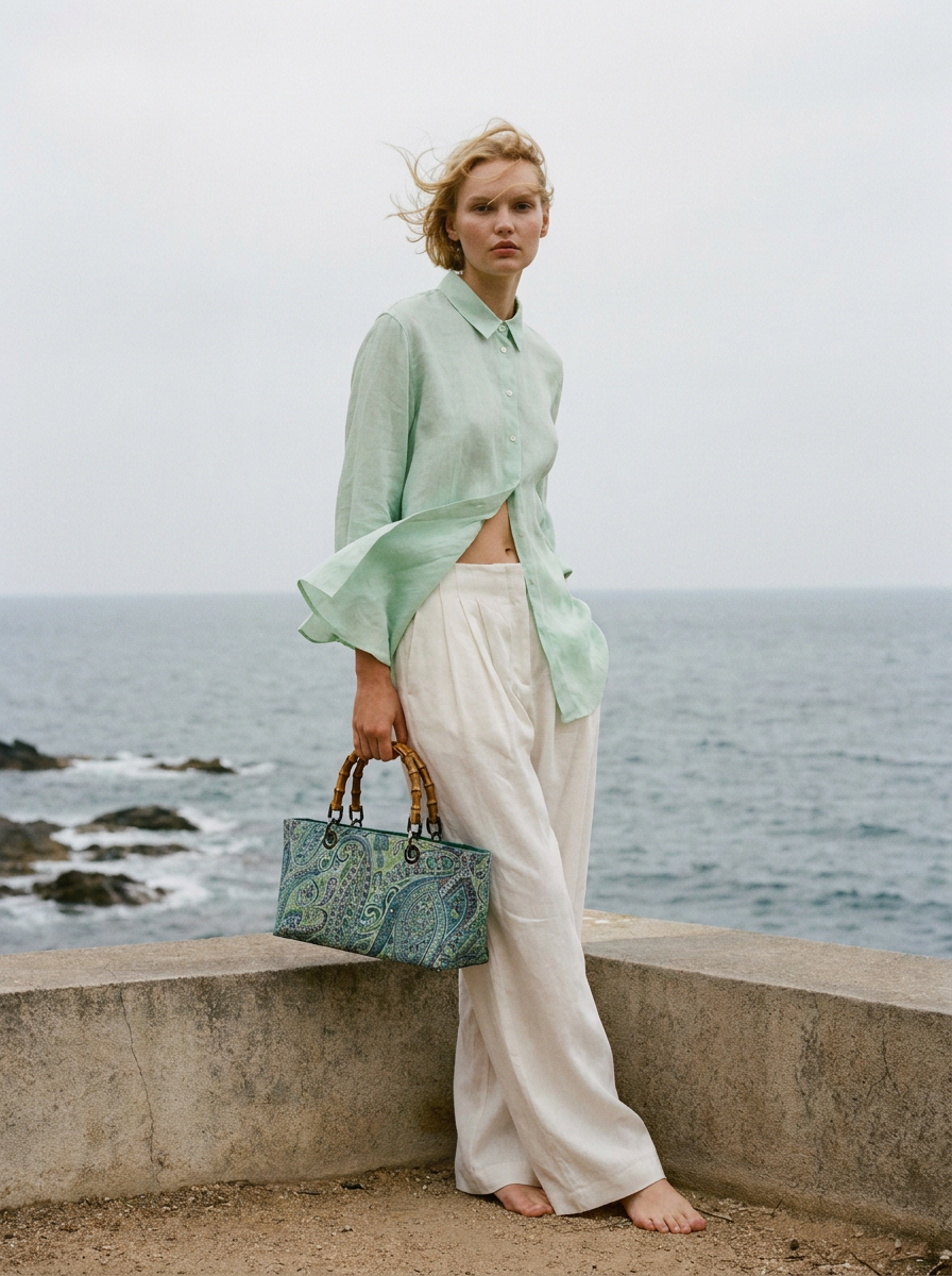 Mini Picnic Bag Jacquard Turchese