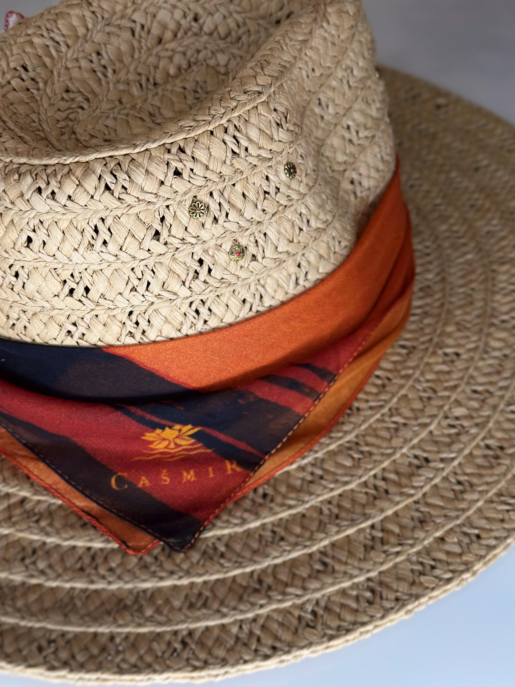 Cappello Fedora Paglia Orange foulard Ruj Heritage
