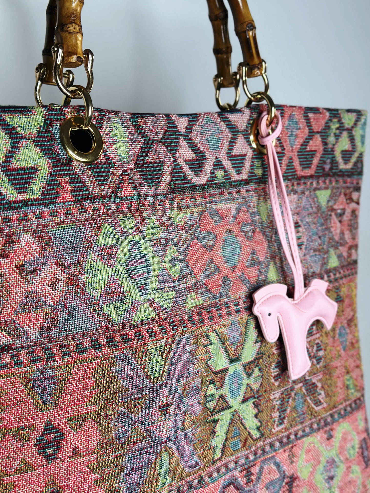 Picnic Bag Jacquard Pink tessuto Ruj Heritage
