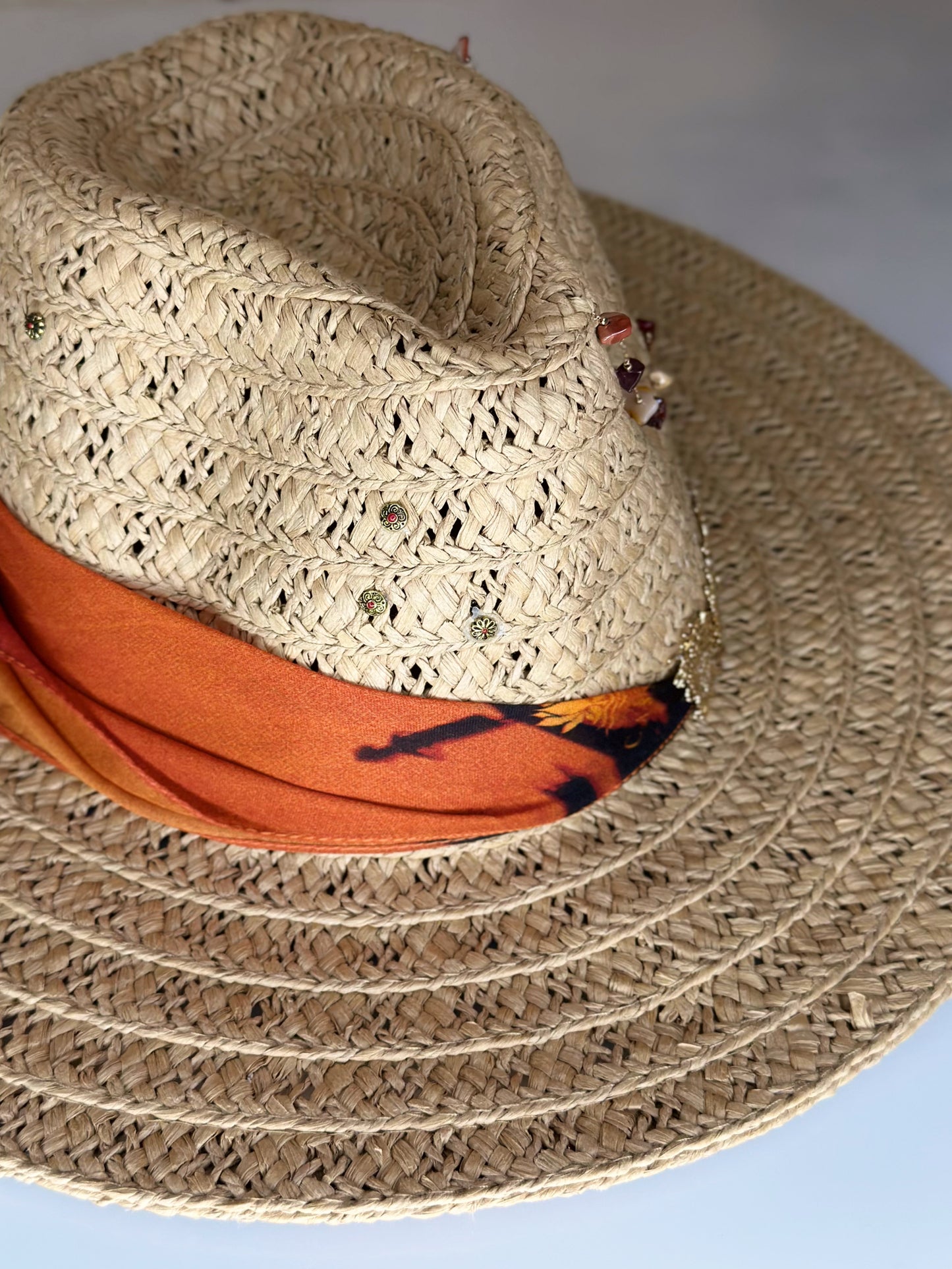 Cappello Fedora Paglia Orange dettaglio paglia Ruj Heritage