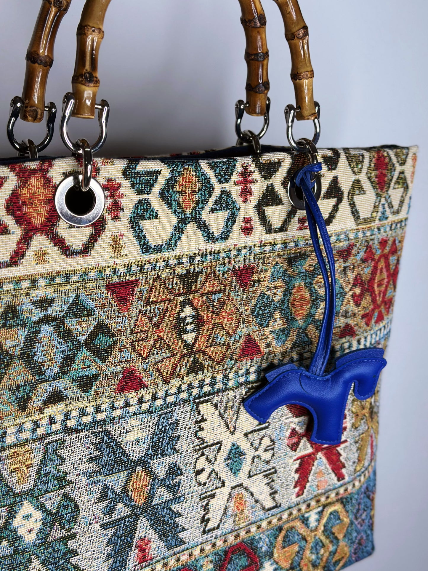 Picnic Bag Jacquard Blue tessuto Ruj Heritage