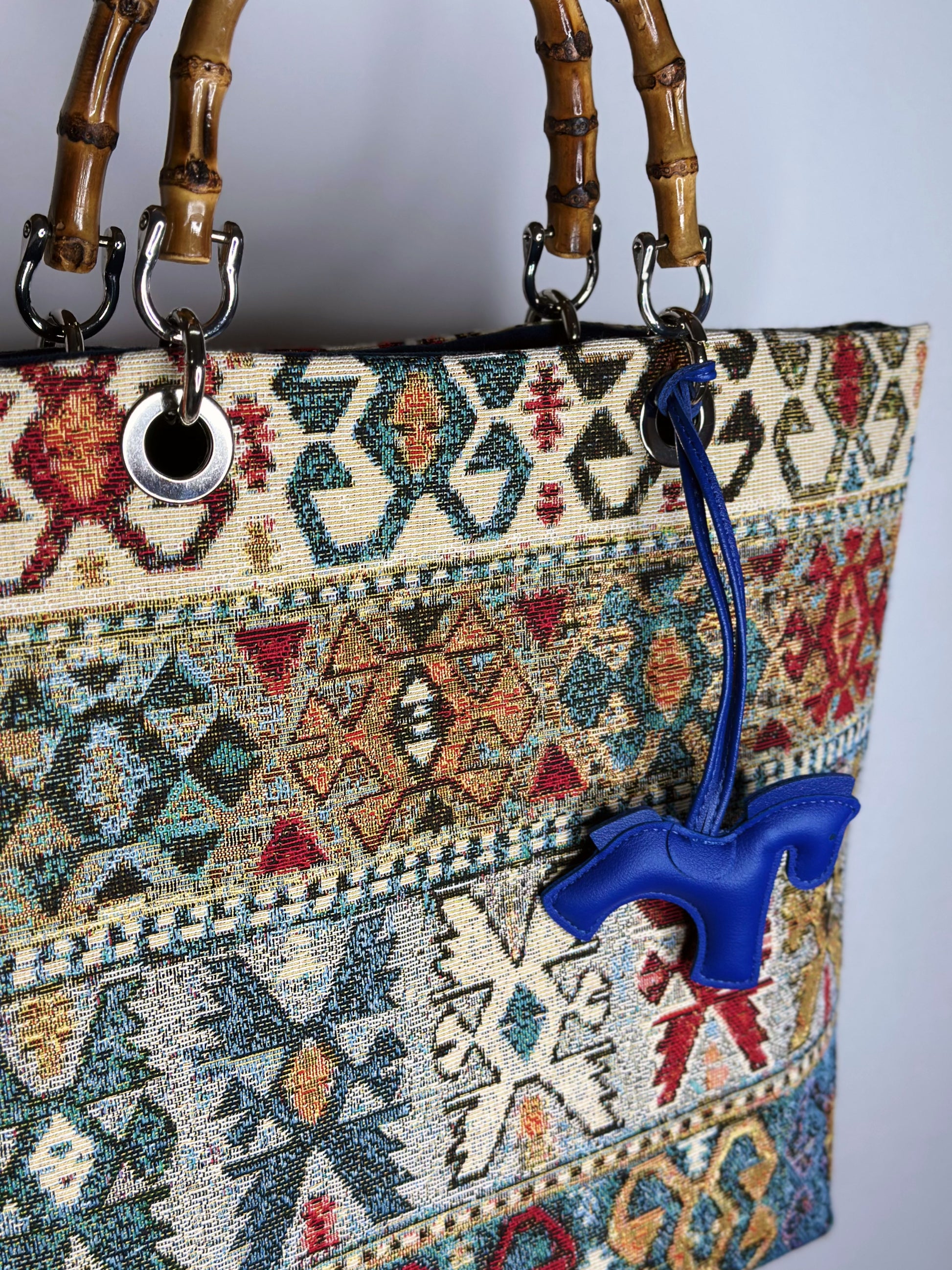 Picnic Bag Jacquard Blue tessuto Ruj Heritage