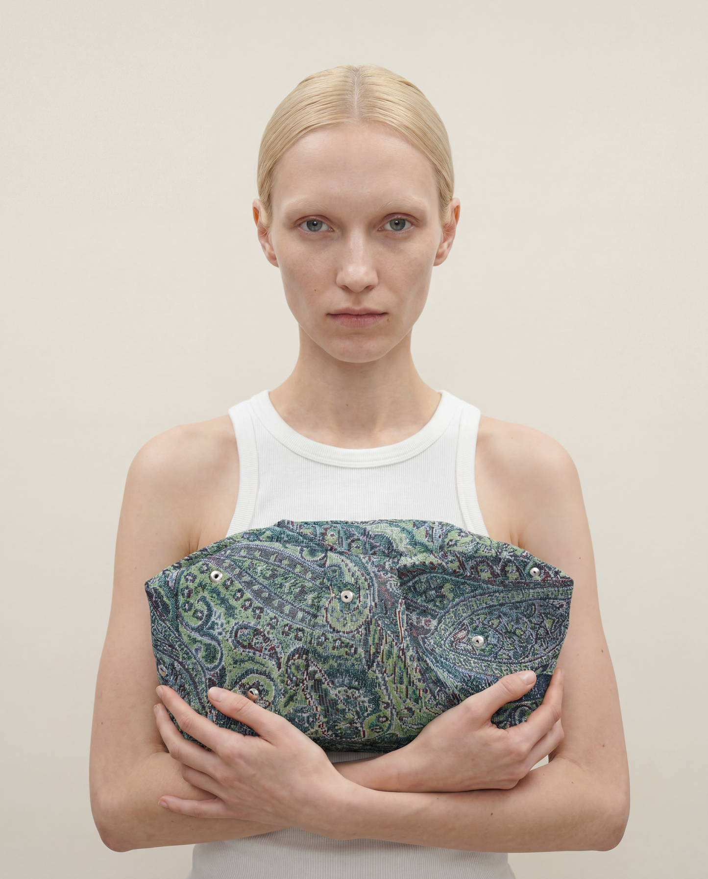Puffy Bag Jacquard Turchese