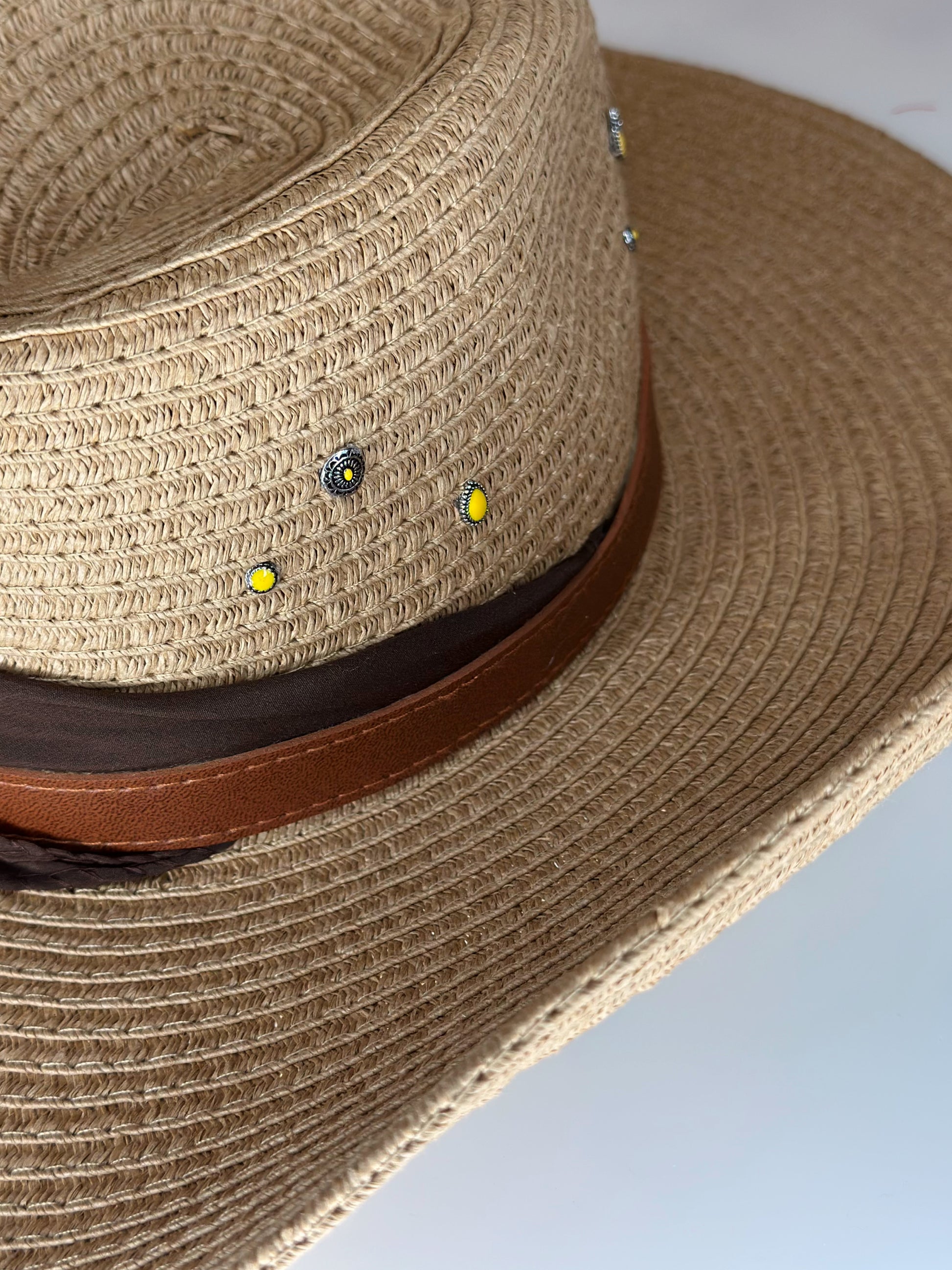 Cappello Western Paglia Cioccolato lato posteriore Ruj Heritage
