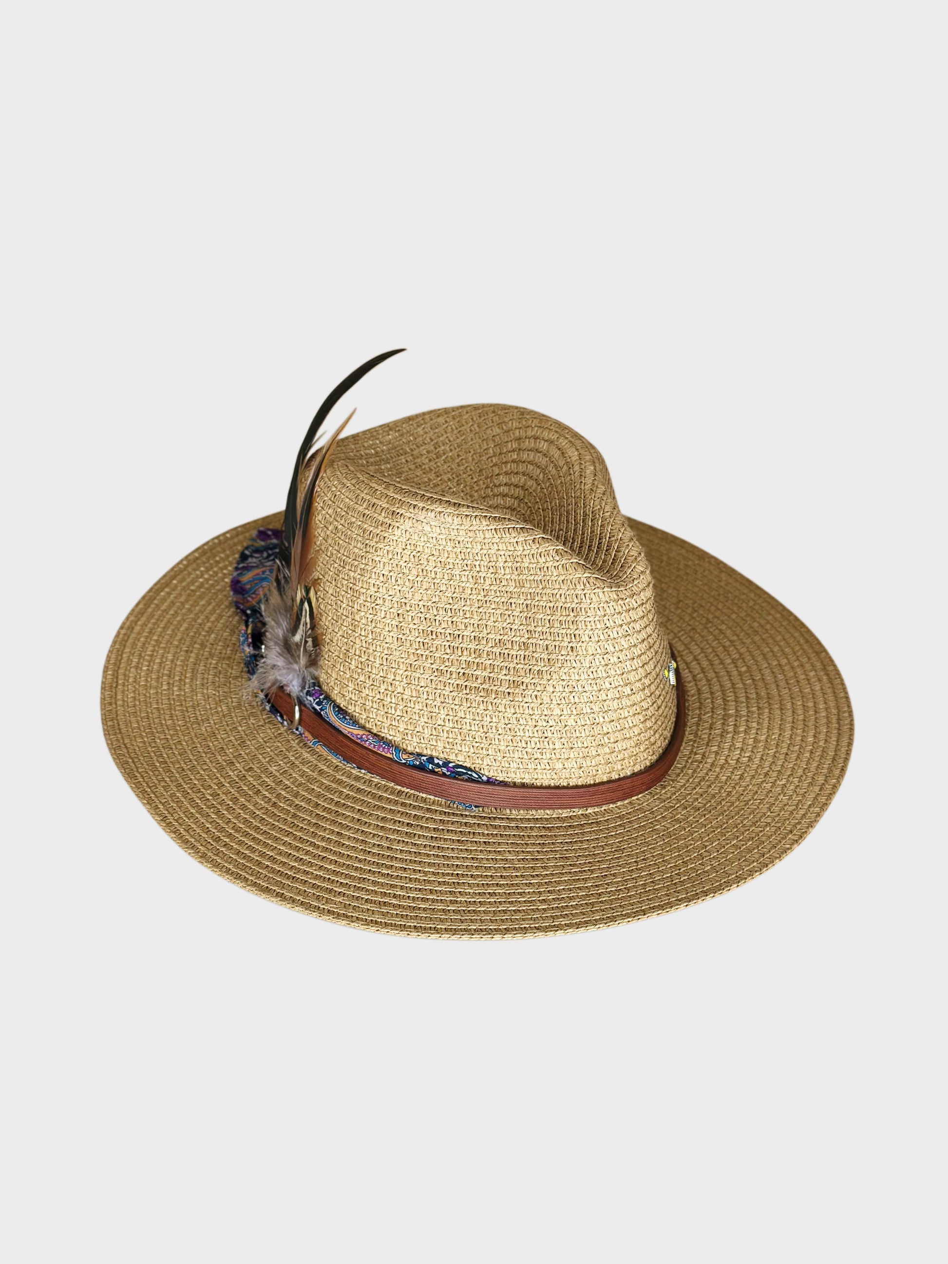 Cappello Fedora Paglia Paisley lato sx Ruj Heritage