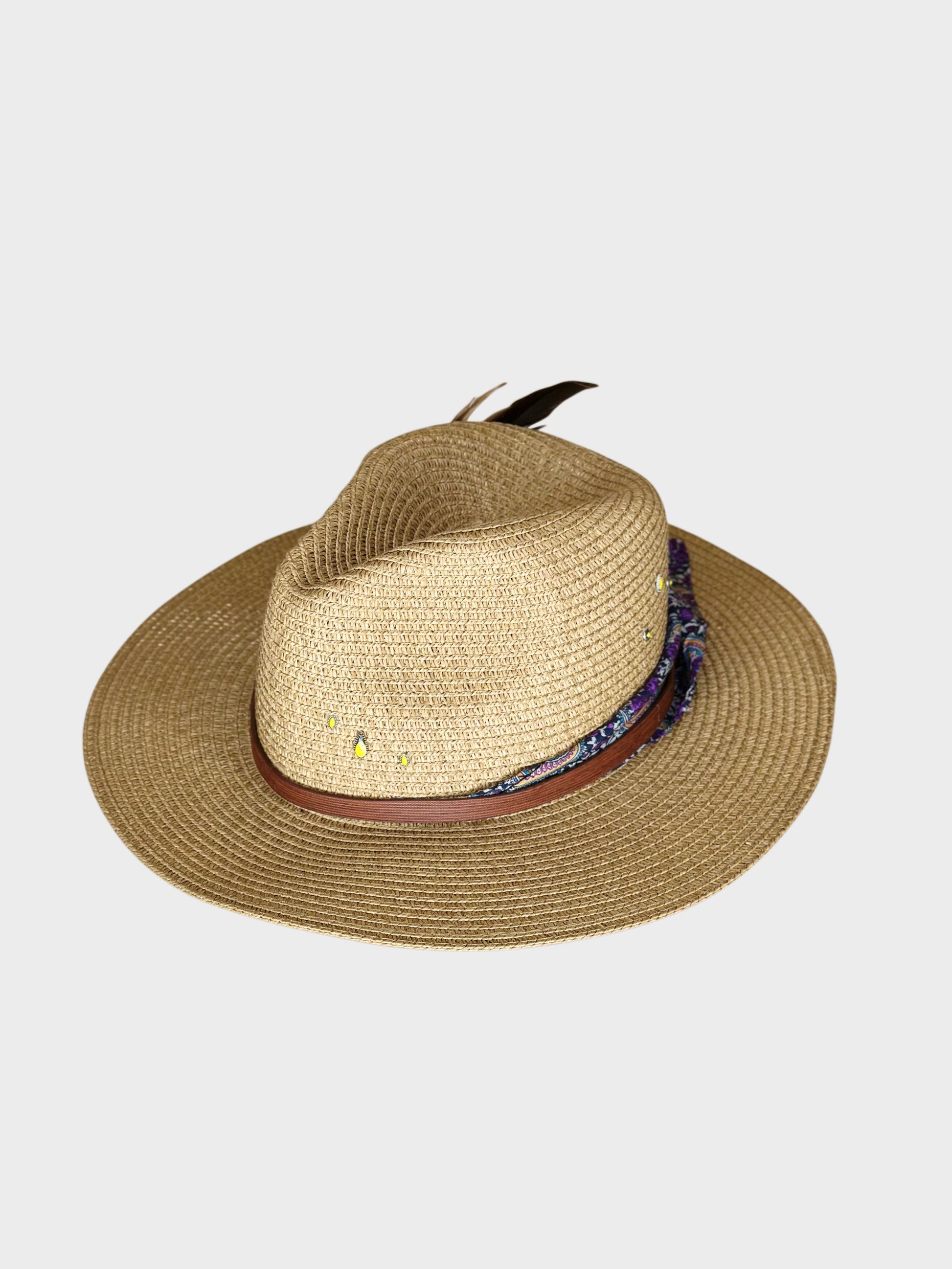 Cappello Fedora Paglia Paisley lato dx Ruj Heritage