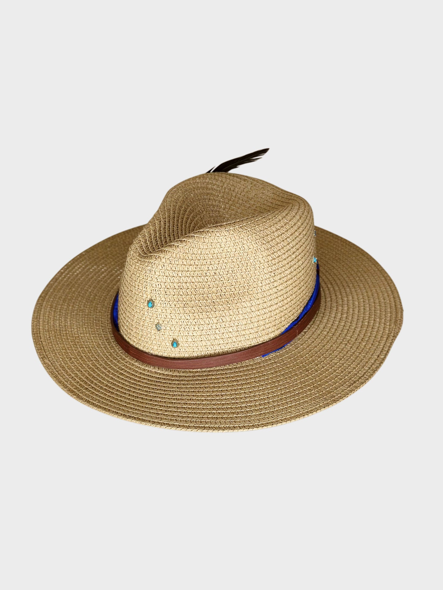 Cappello Fedora Paglia Blu lato sxRuj Heritage