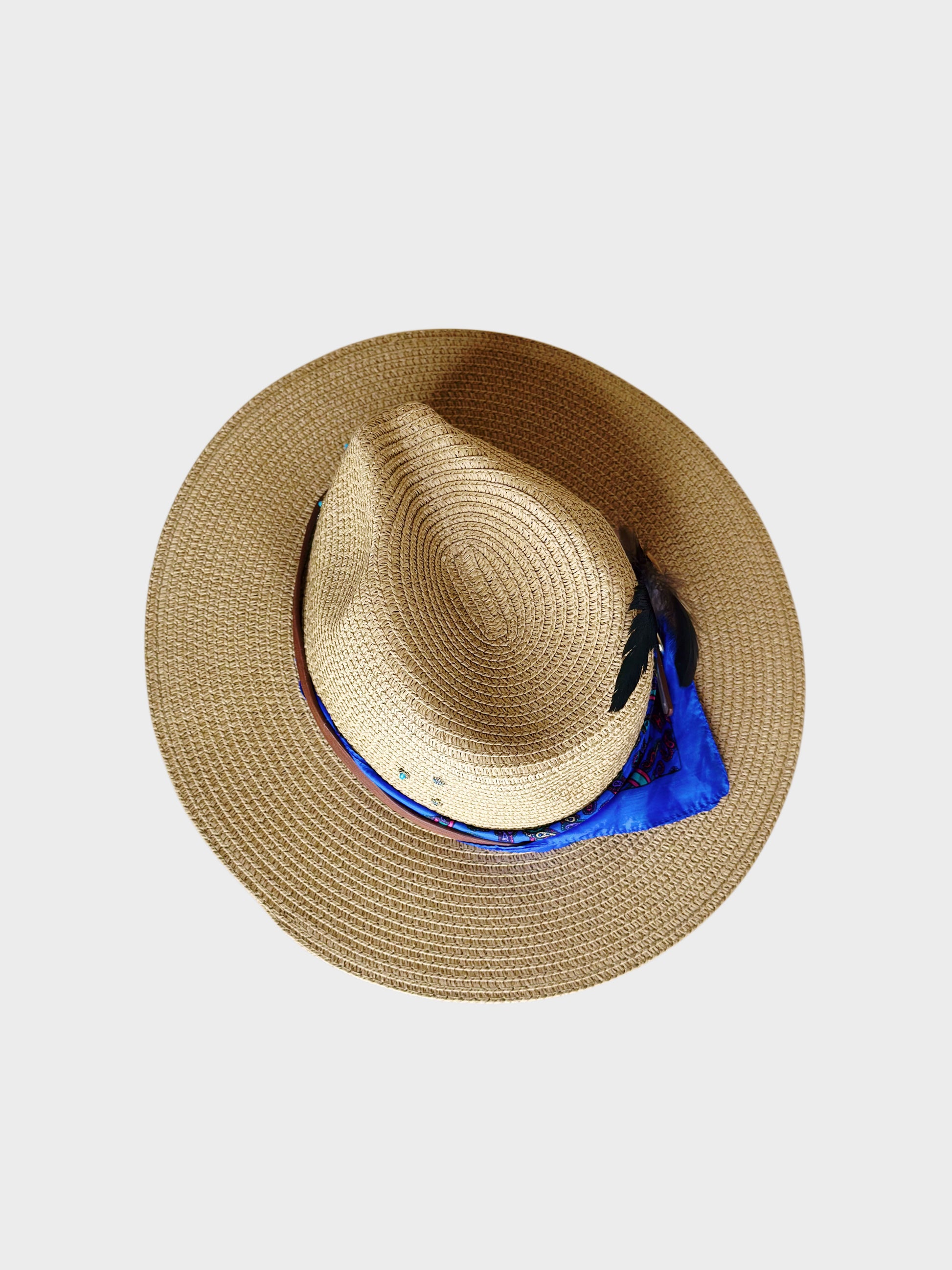 Cappello Fedora Paglia Blu parte superiore Ruj Heritage