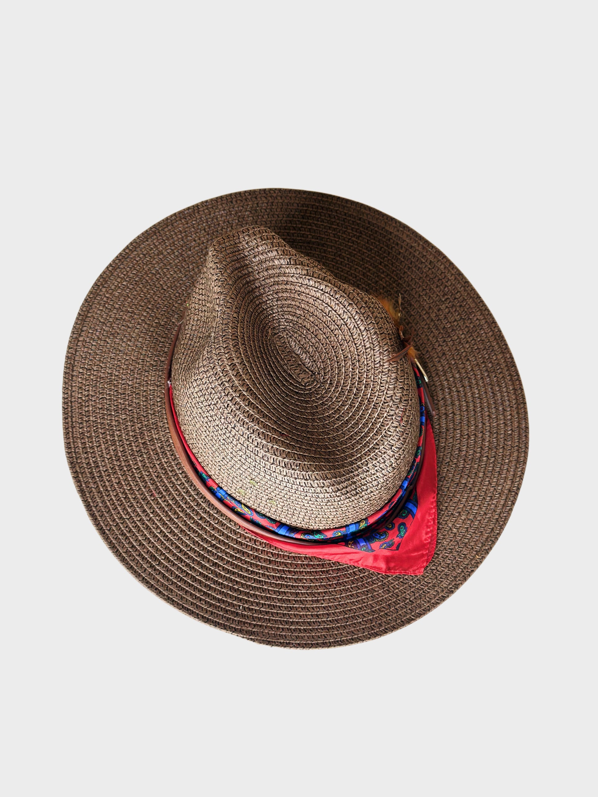Cappello Fedora Paglia Rosso superiore Ruj Heritage
